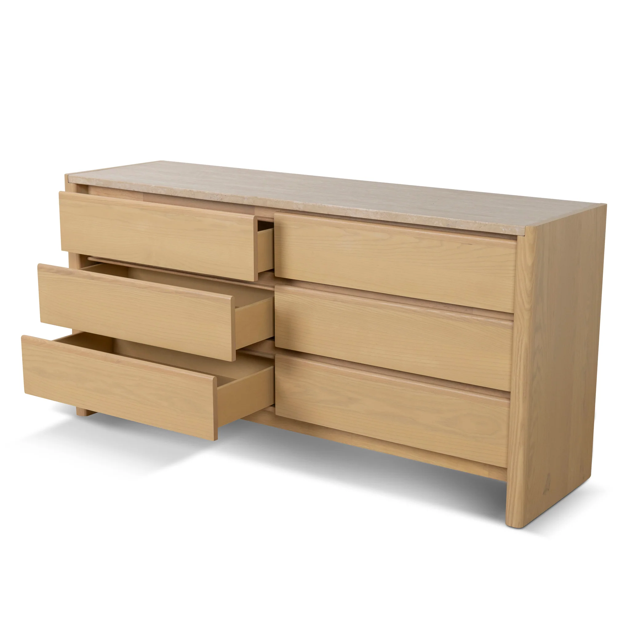 Linden 1.6m Travertine Chest of Drawers - Creme Ash - Image 7