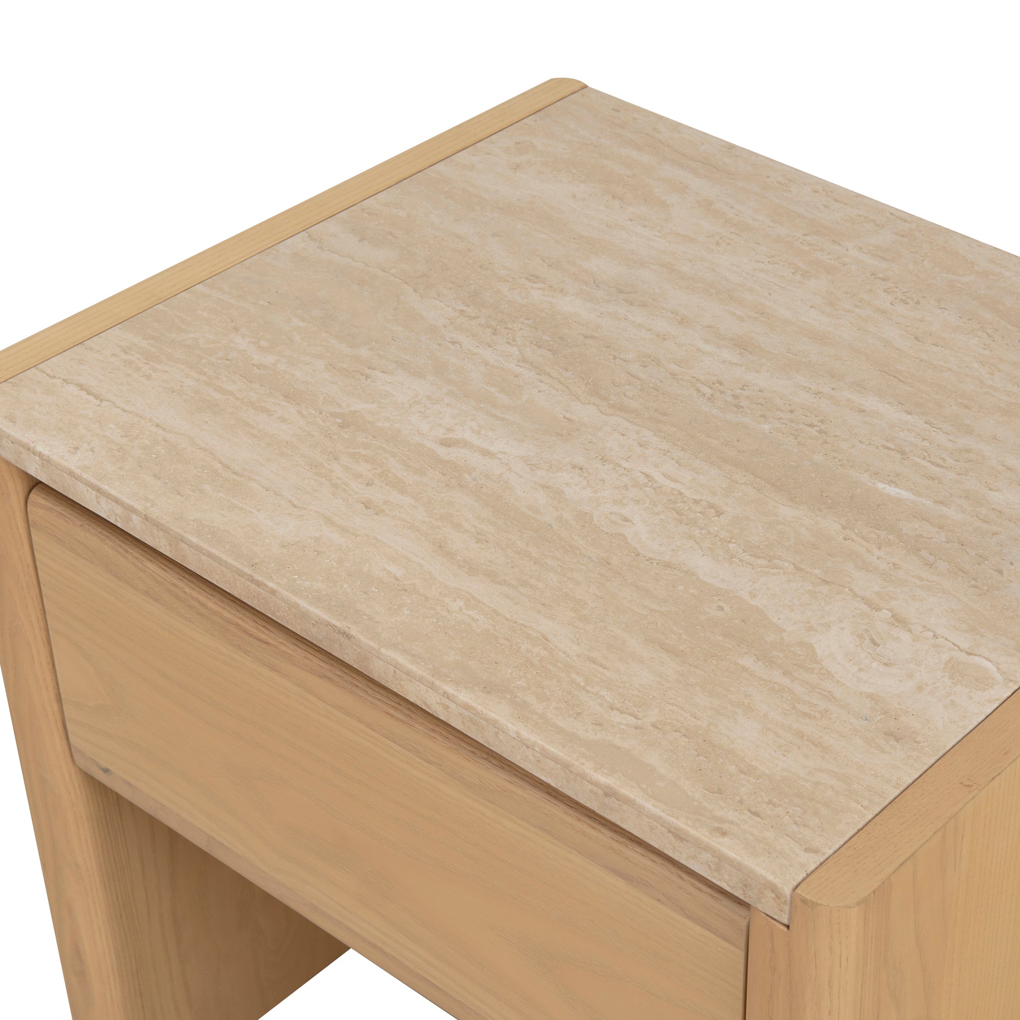 Linden 55cm Travertine Top Bedside Table - Creme Ash - Image 11