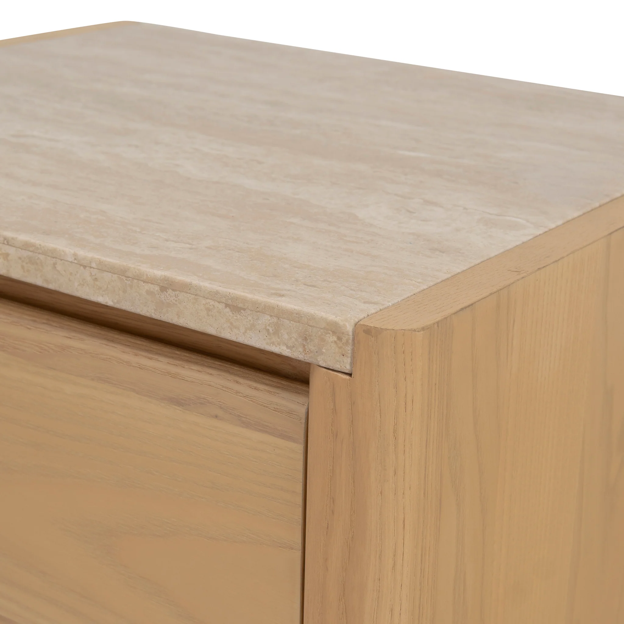 Linden 55cm Travertine Top Bedside Table - Creme Ash - Image 8