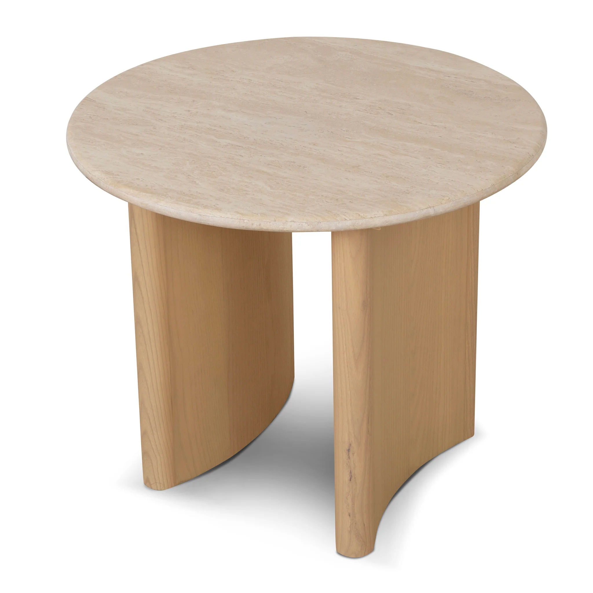 Linden 60cm Travertine Top Side Table - Creme Ash - Image 2