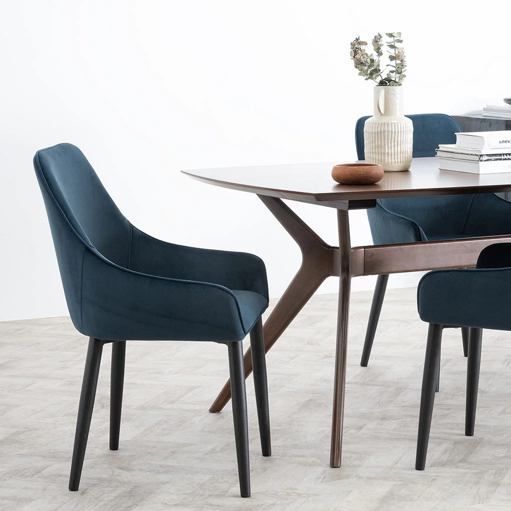 Acosta Dining Chair - Navy Blue Velvet in Black Legs - Last One - Image 2