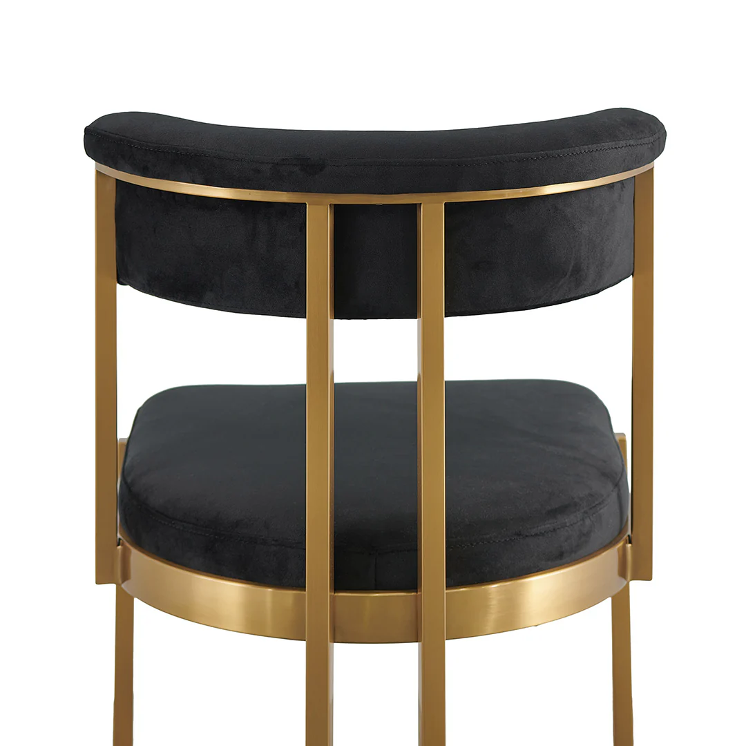 Adela Black Velvet Dining Chair - Golden Base - Image 10