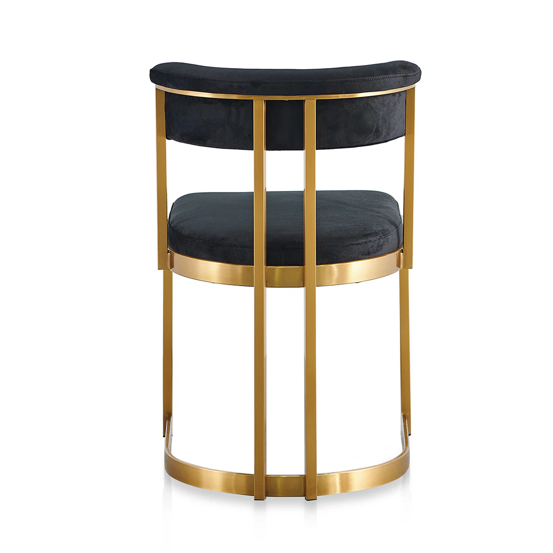 Adela Black Velvet Dining Chair - Golden Base - Image 9
