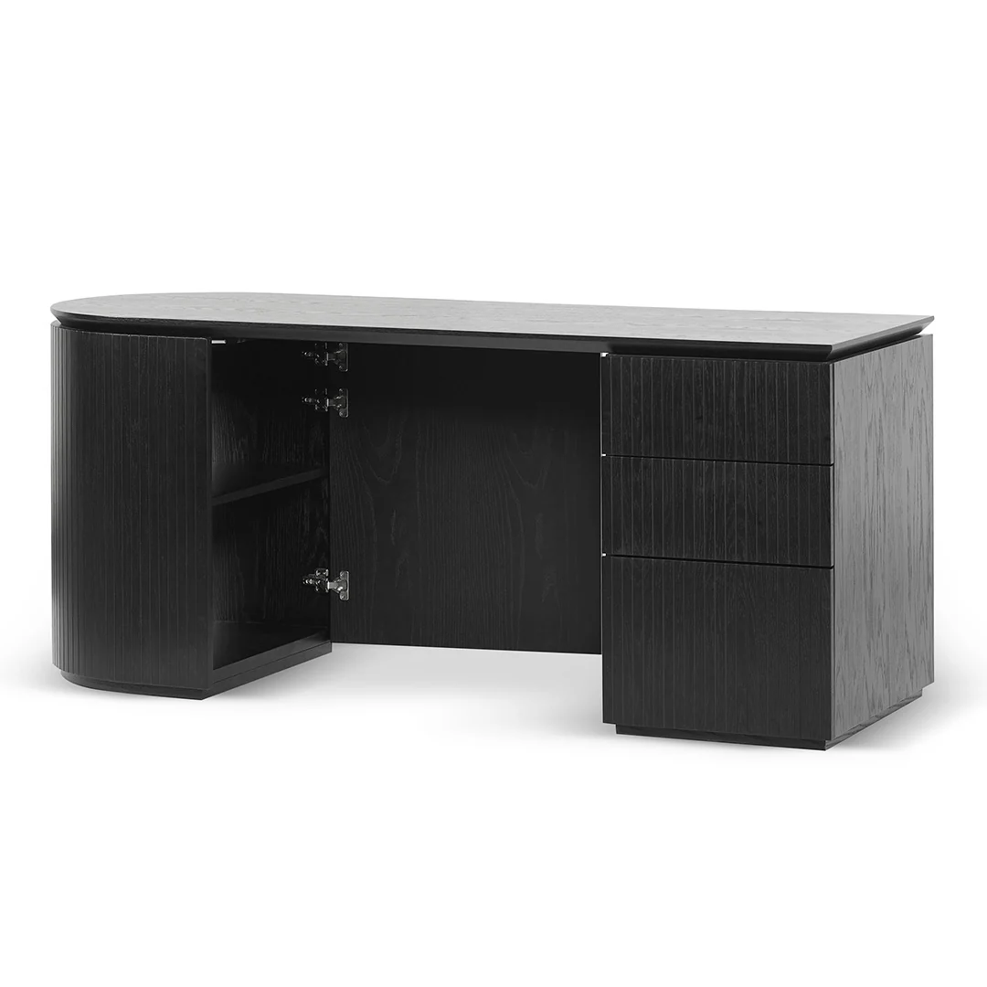 Albina 1.77m Right Drawer Office Desk - Black Oak - Image 9