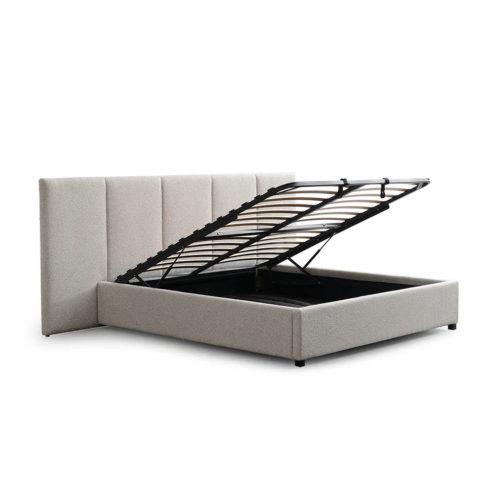 Amado King Bed Frame - Clay Grey with Storage - Image 7