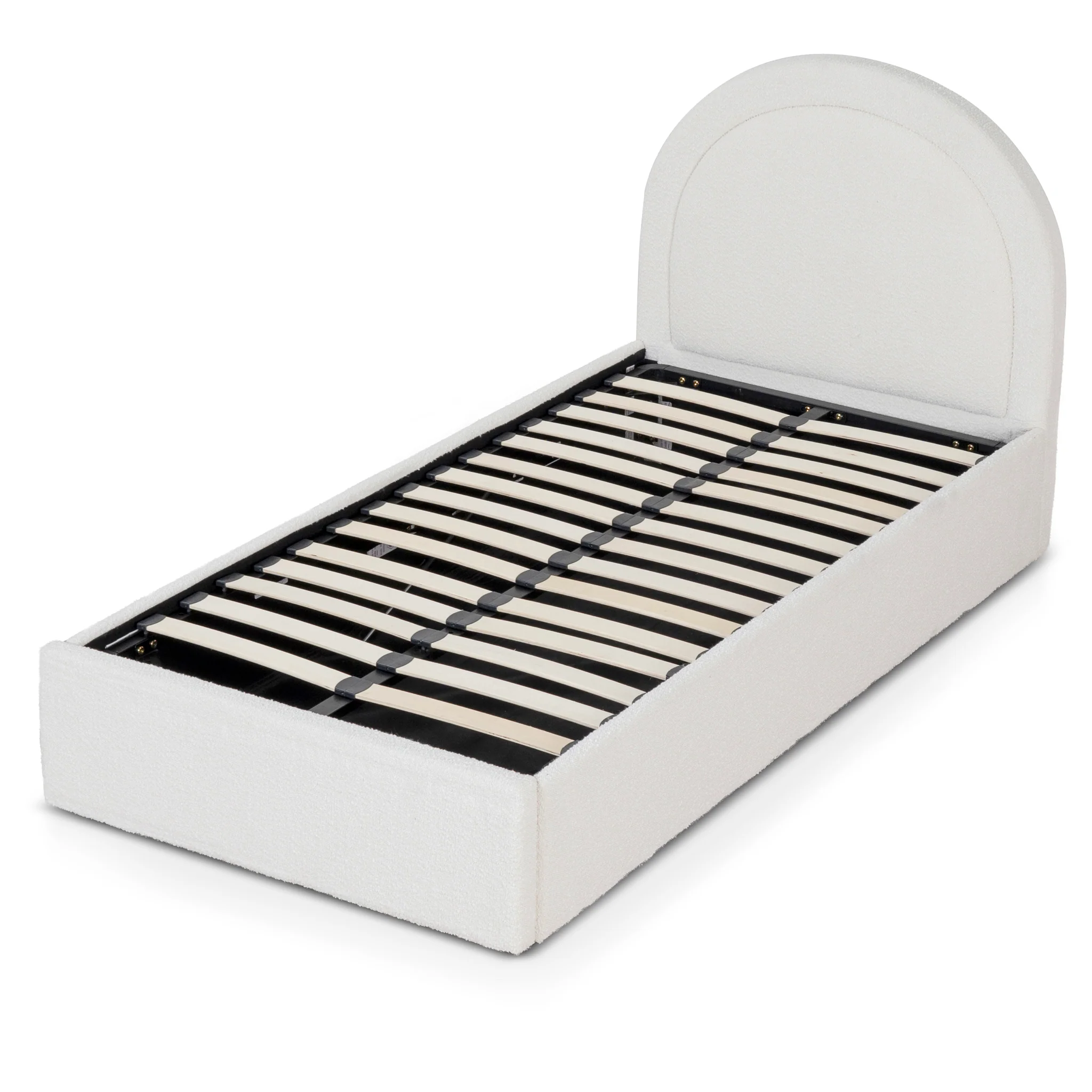 Antoni Single Sized Bed Frame - Antique White Boucle with Storage - Image 3