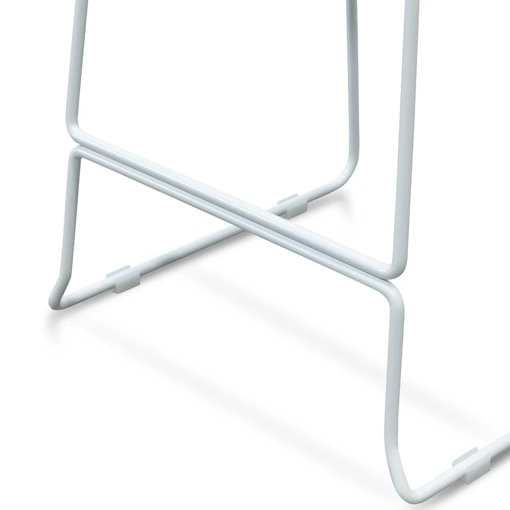 Apollo Bar Stool With Natural Timber Seat - White Frame - Image 5