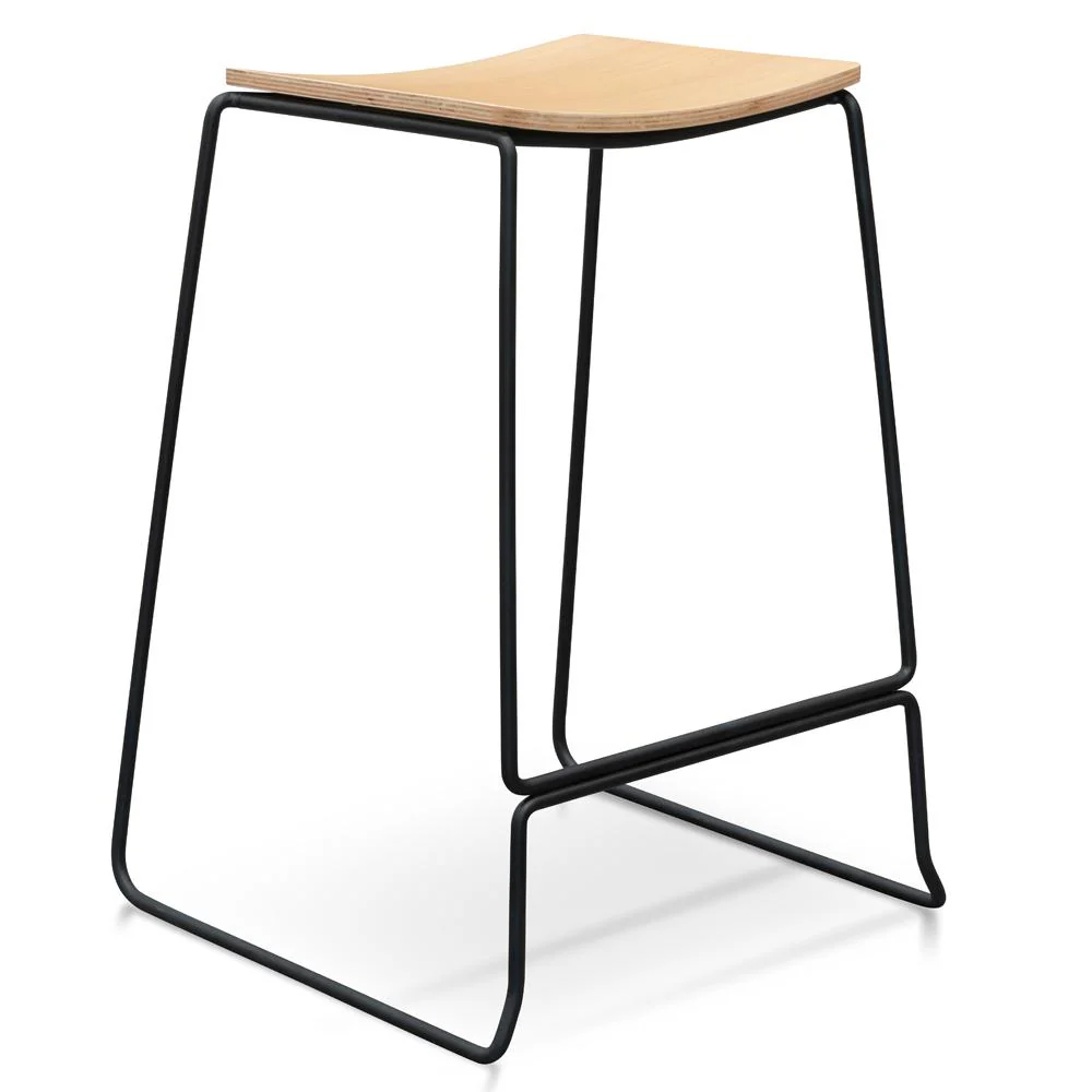 Apollo Bar Stool - Natural Timber Seat with Black Frame - Last One - Image 3