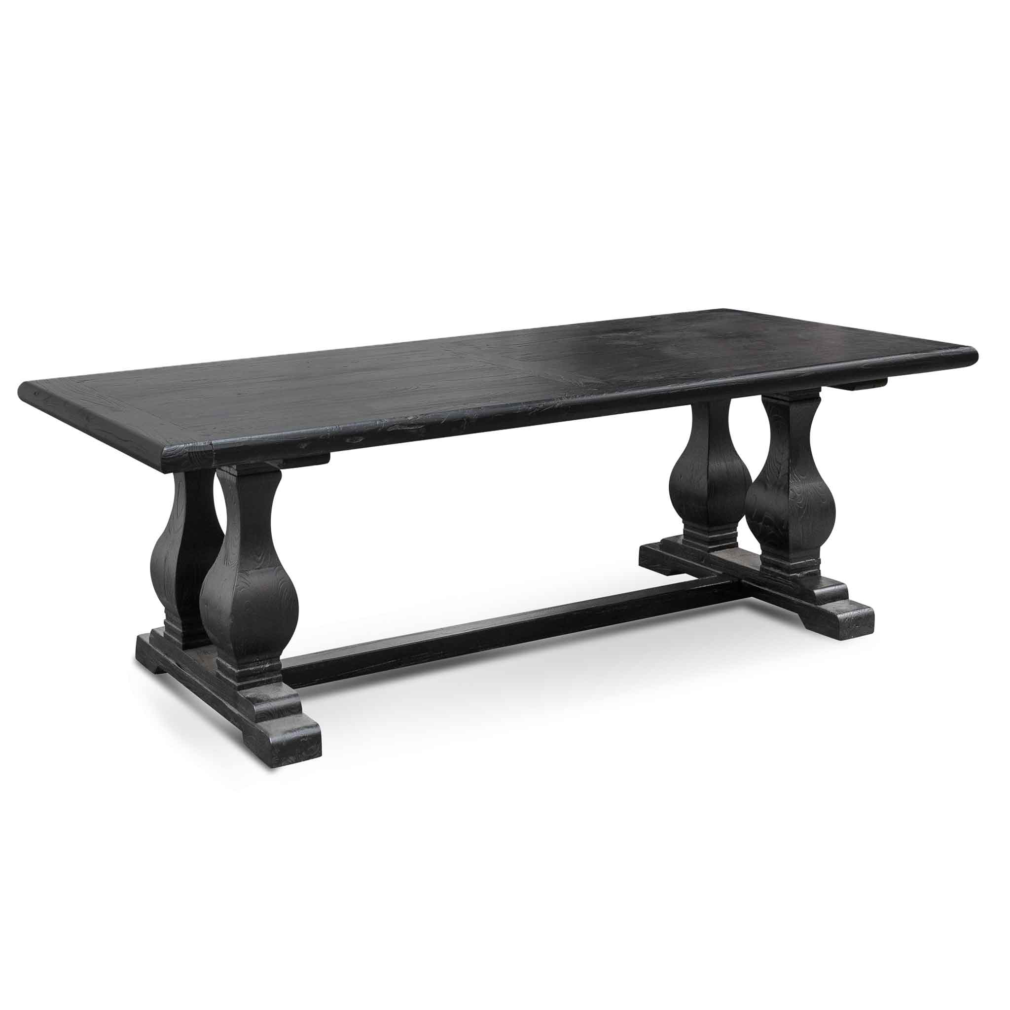 Artica Elm Wood Dining Table 2.4m - Full Black - Image 3