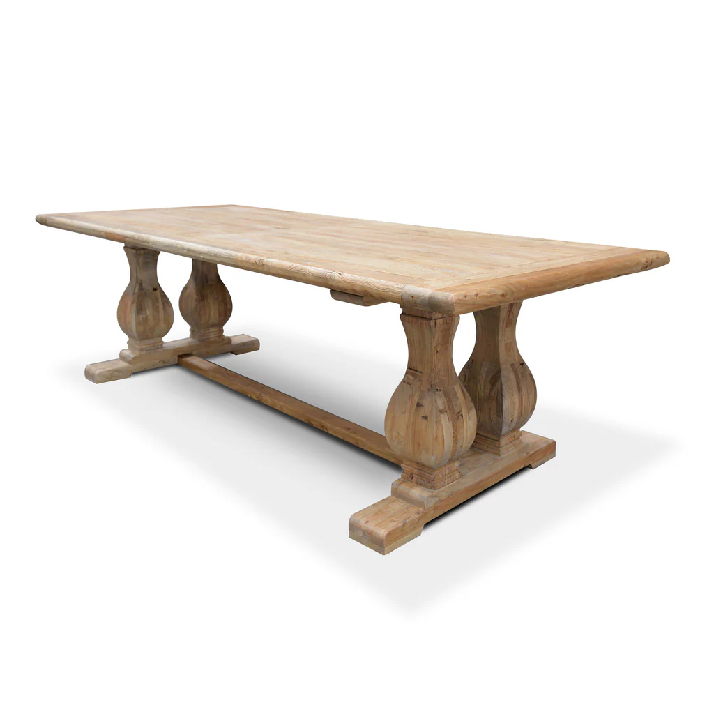 Artica Elm Wood 3m Dining Table - Rustic Natural - Image 3