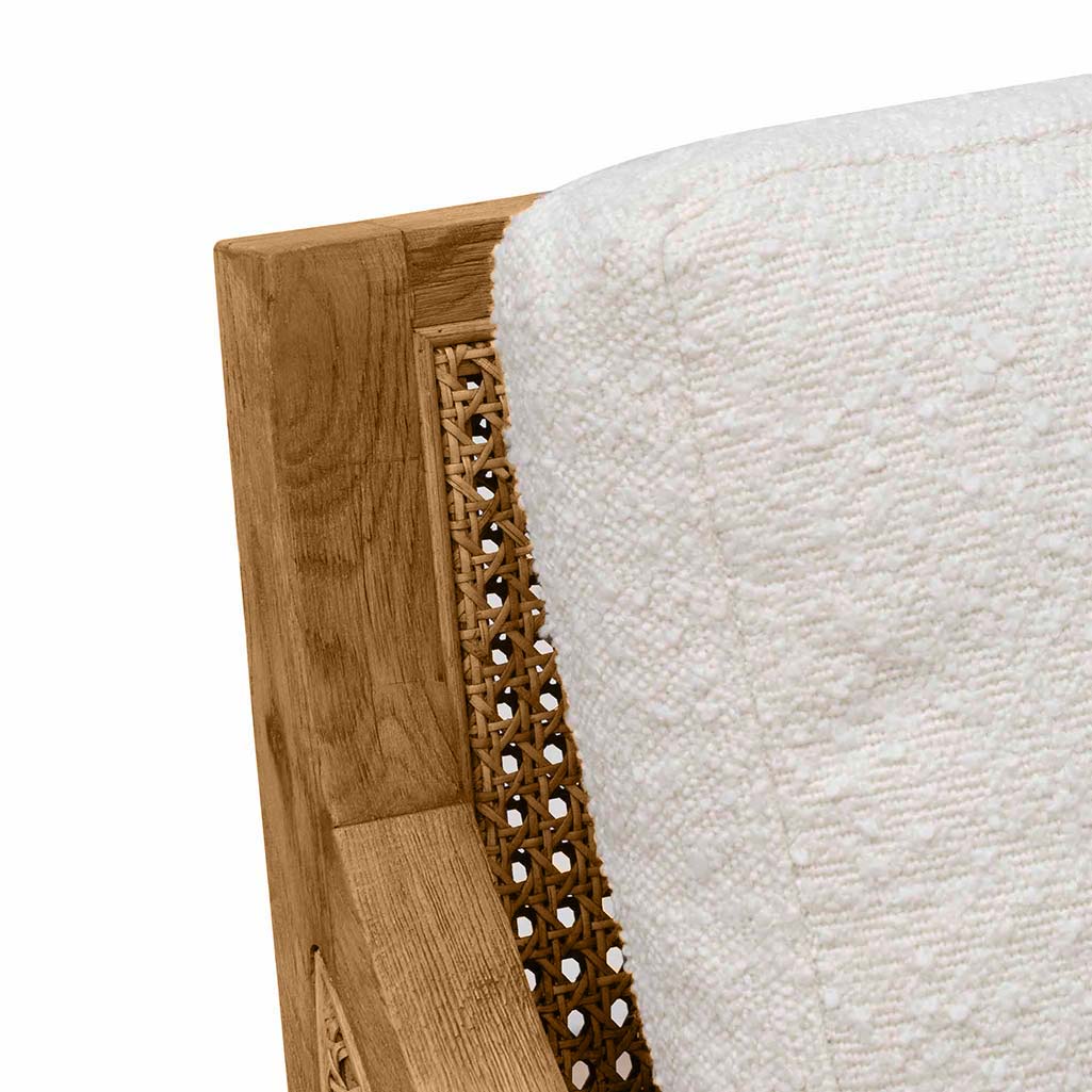 Ayala Rattan Arm Chair - Ivory White Boucle - Last One - Image 7