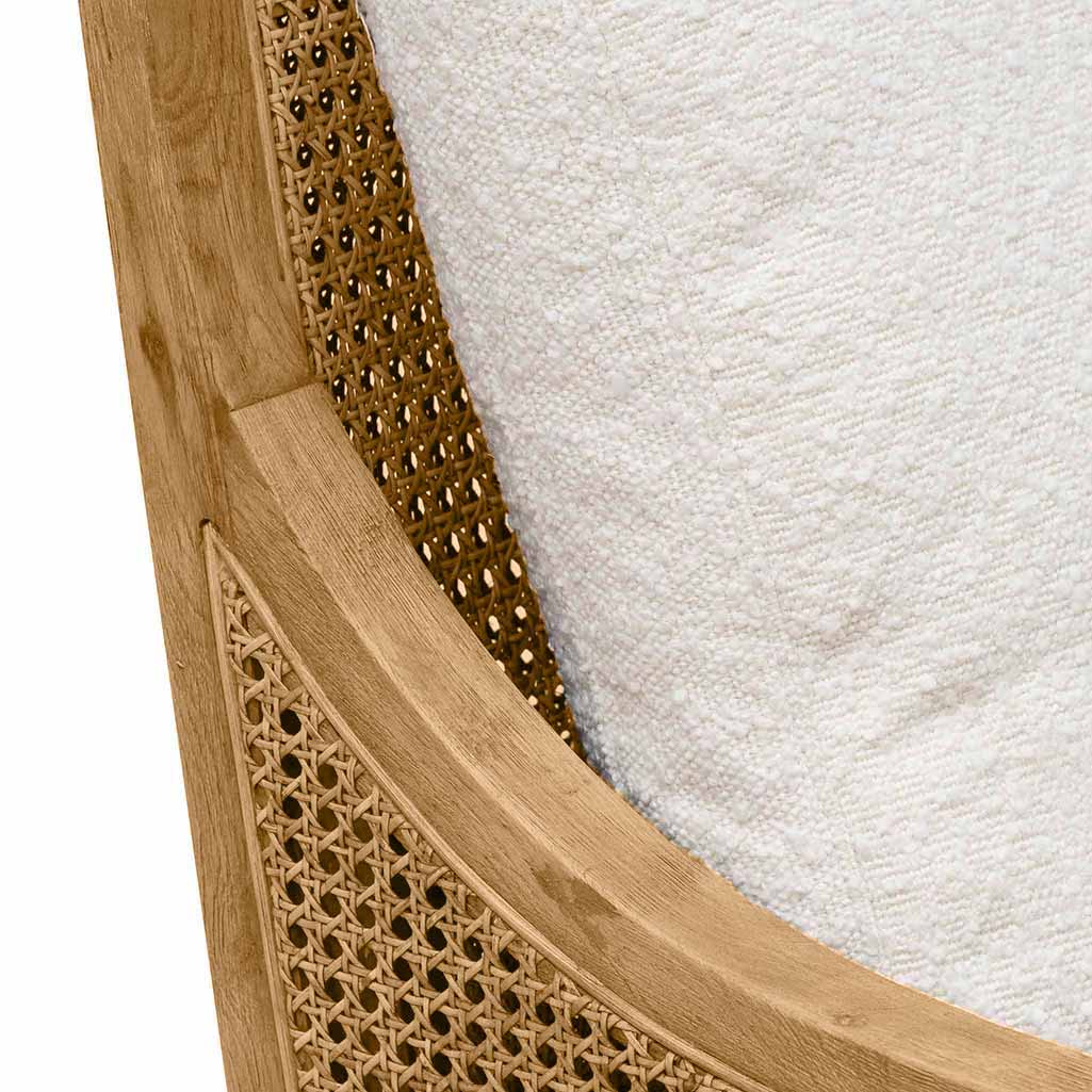 Ayala Rattan Arm Chair - Ivory White Boucle - Last One - Image 8