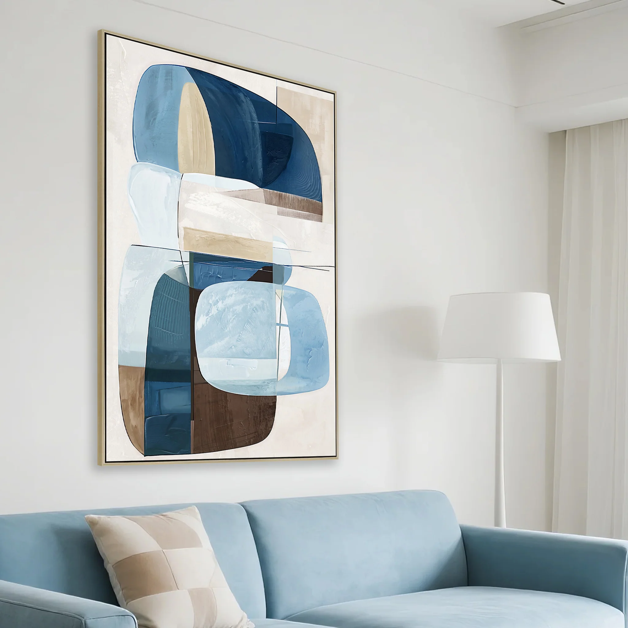 Azurine Block 80 x 120cm Framed Canvas - Natural - Image 3