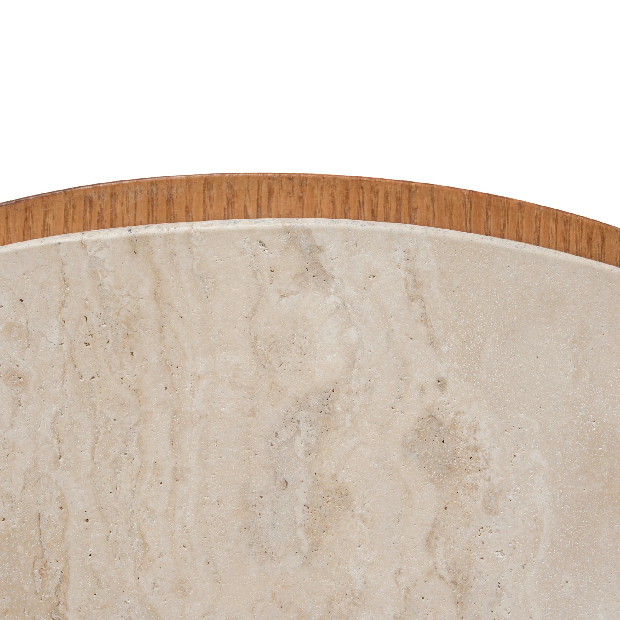 Bastia 50cm Round Travertine Side Table - Natural - Image 10