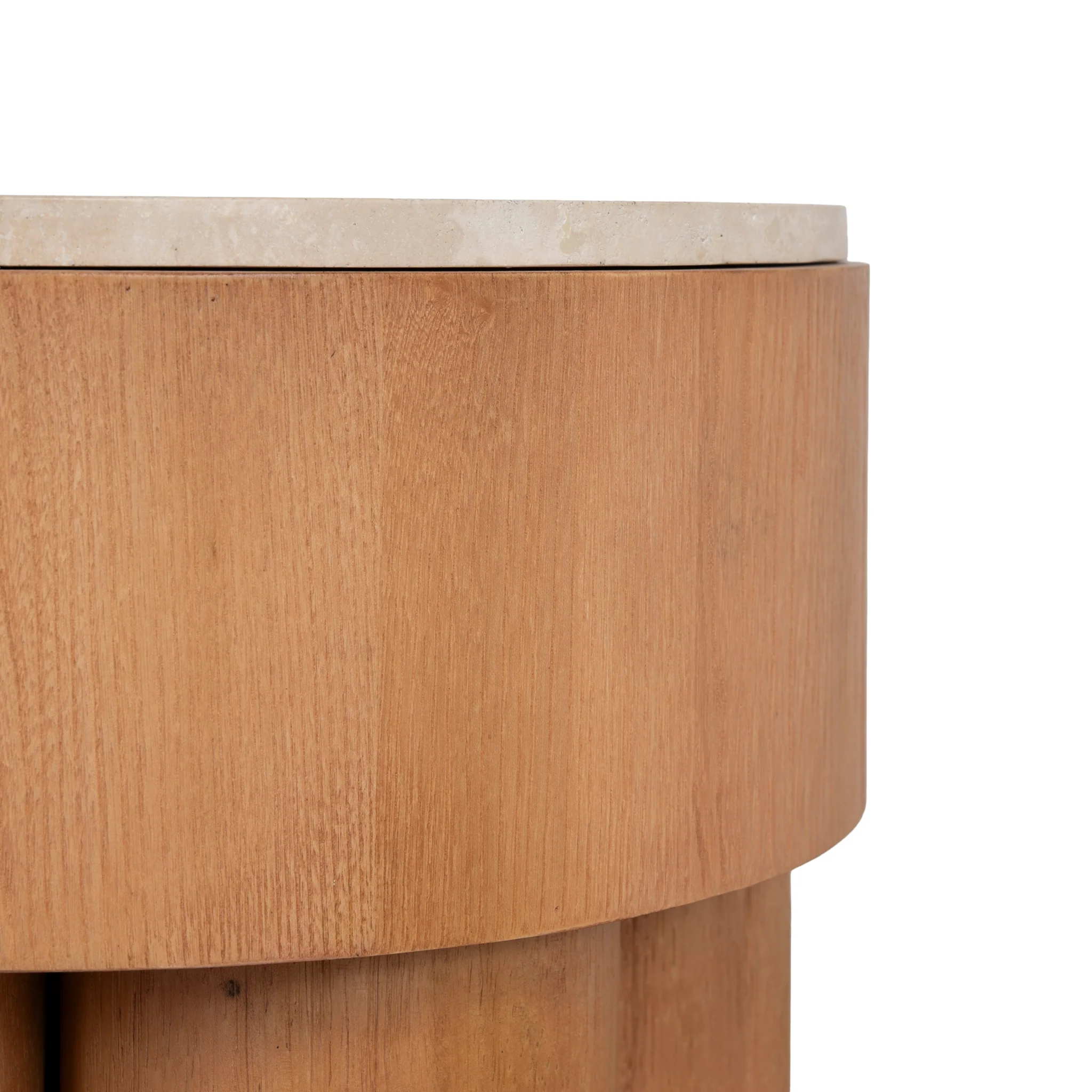 Bastia 50cm Round Travertine Side Table - Natural - Image 8