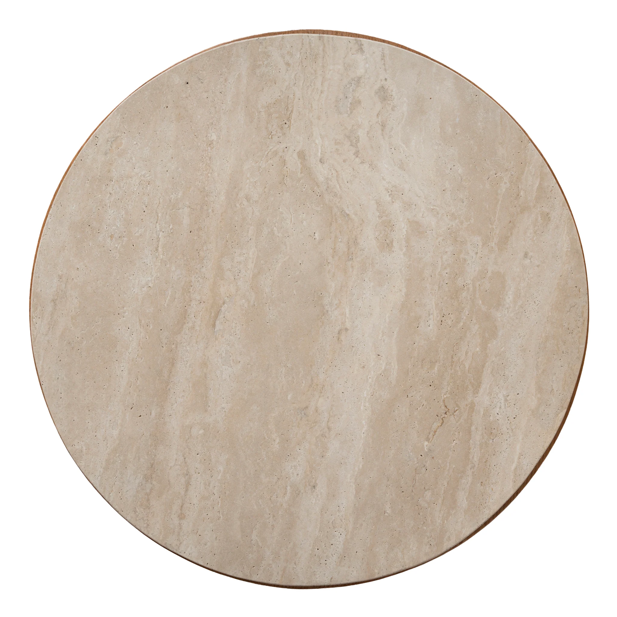 Bastia 50cm Round Travertine Side Table - Natural - Image 9