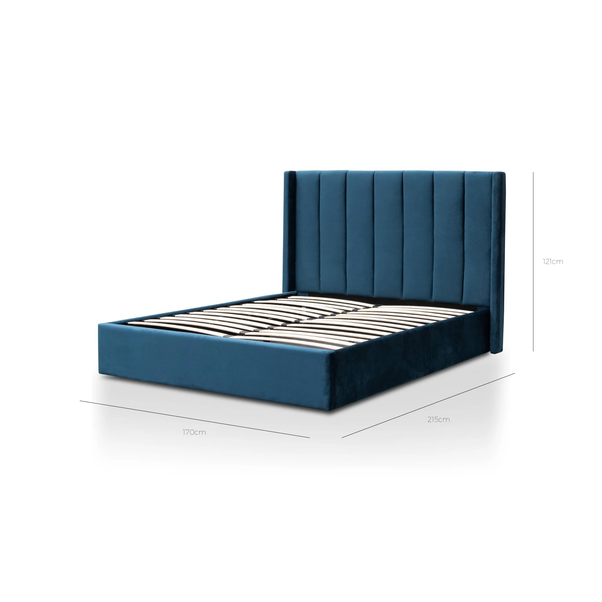 Betsy Queen Bed Frame - Teal Navy Velvet with Storage - Image 6