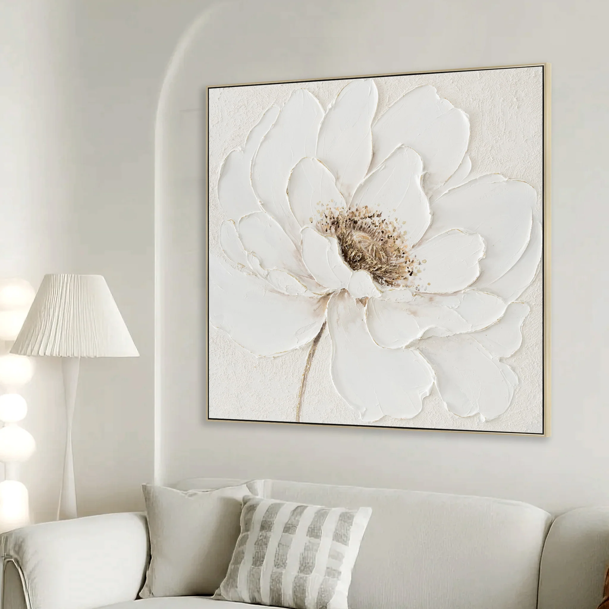 Blanche Bloom 80 x 80cm Framed Canvas - Natural - Image 3
