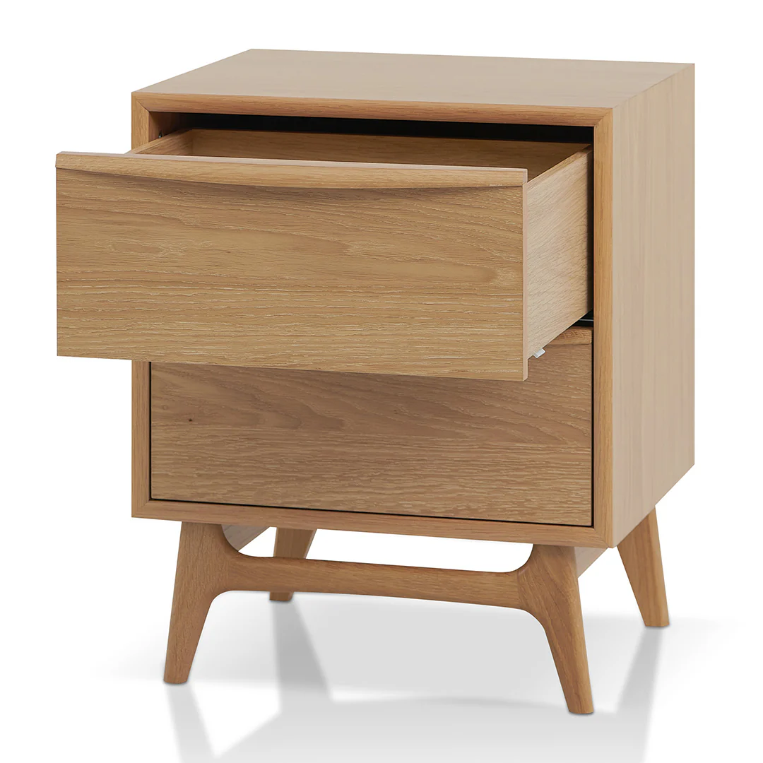 Brendon 2 Drawer Bedside Table - Natural Oak - Image 3