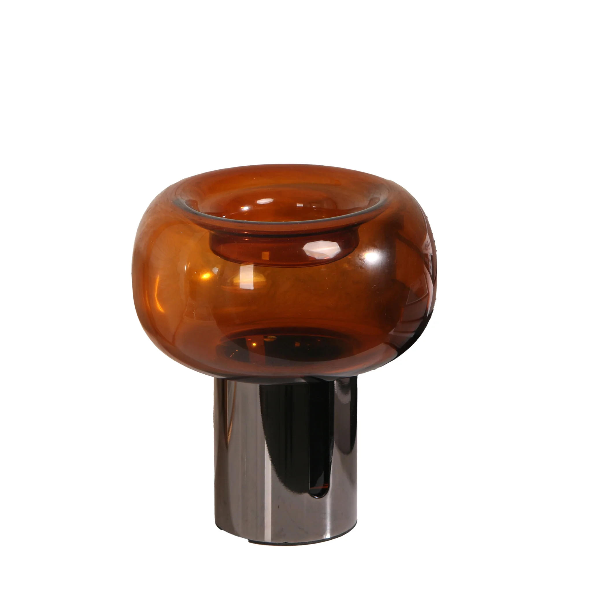Brunelle Amber Large Glass Vase - Brown - Image 2