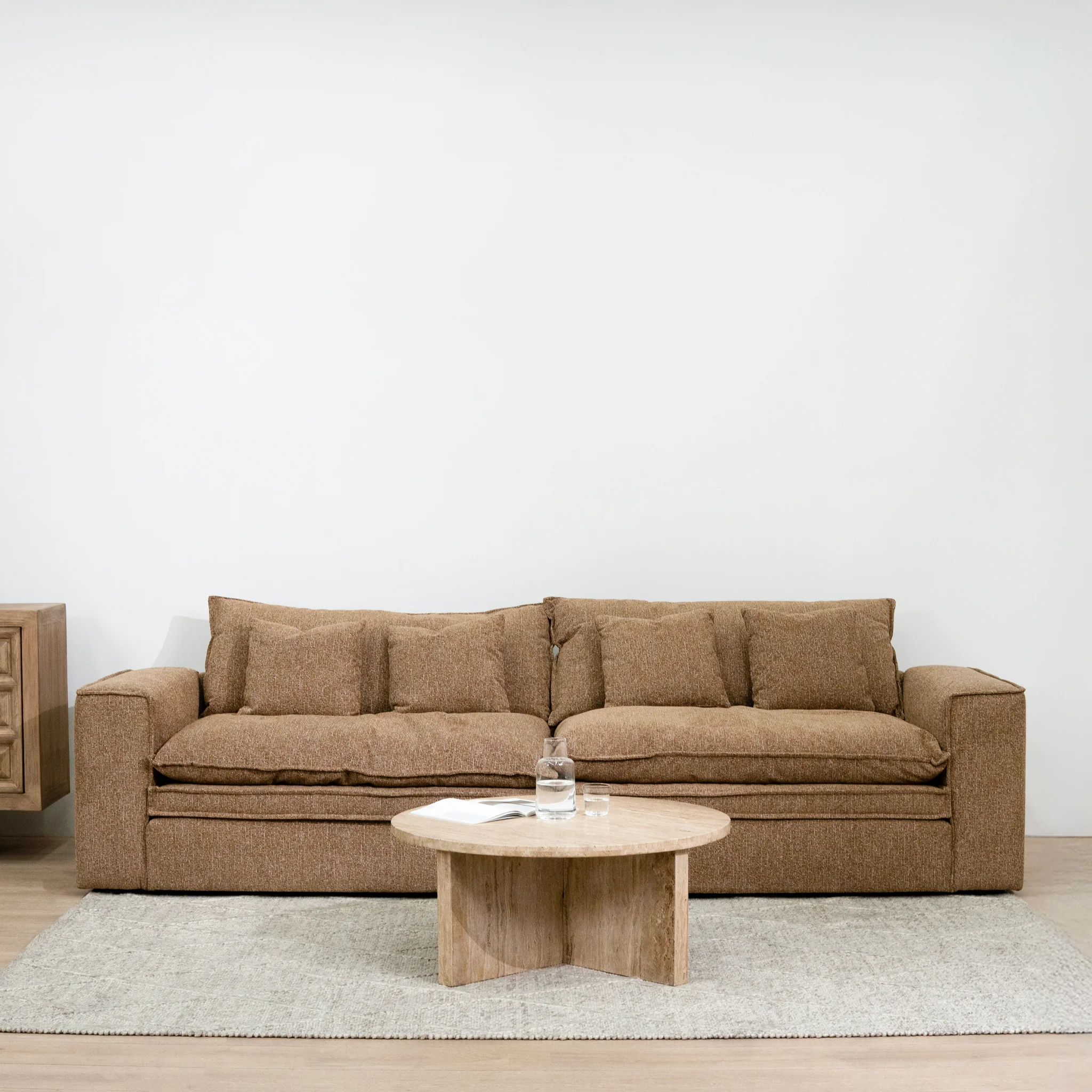 Bucha 3 Seater Fabric Sofa - Almond Brown - Image 2