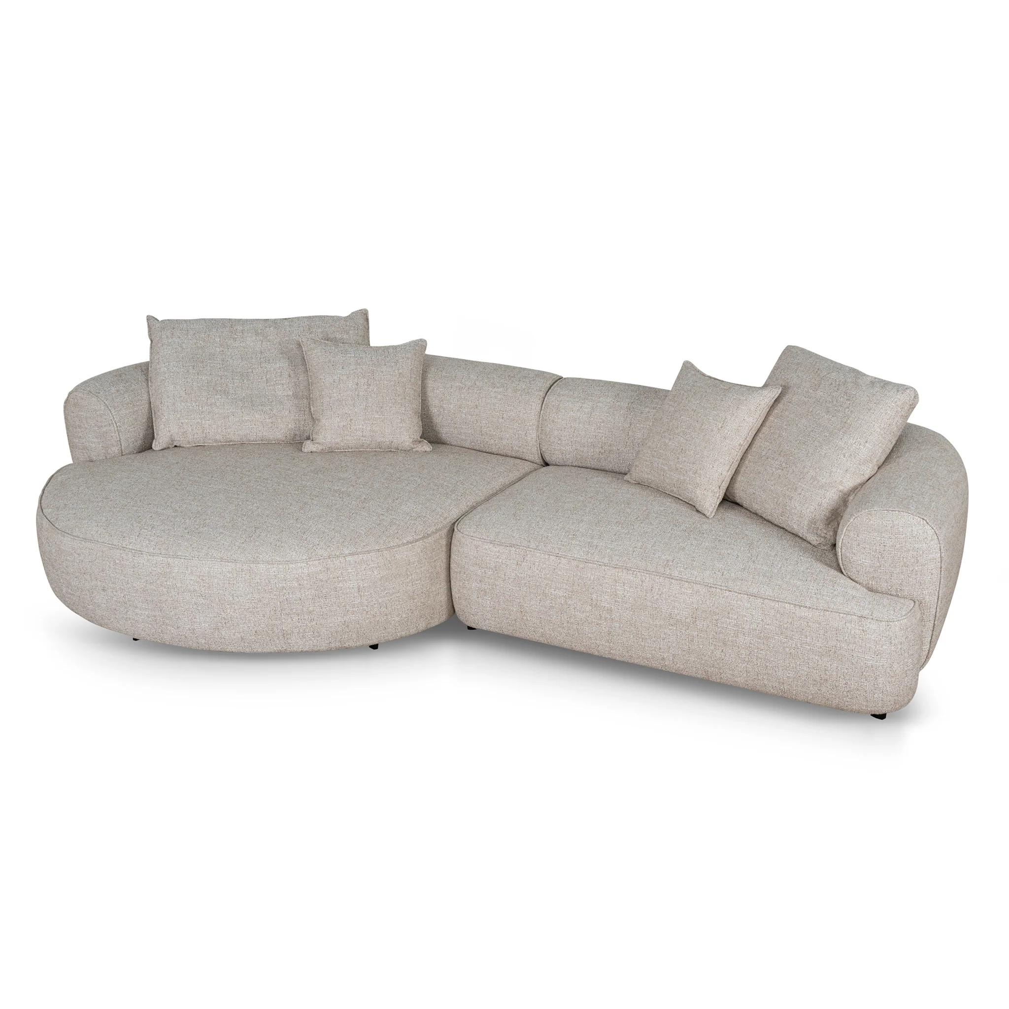 Carina Left Chaise Sofa - Pale Beige - Image 6