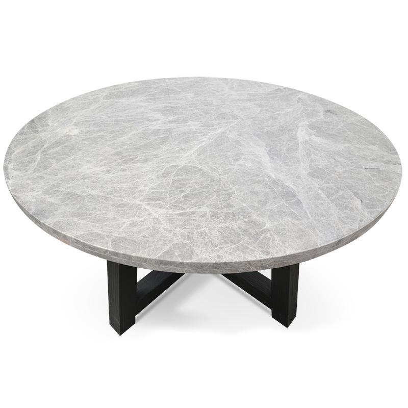 Carlson 130cm Grey Marble Round Dining Table with Glass Top - Image 5