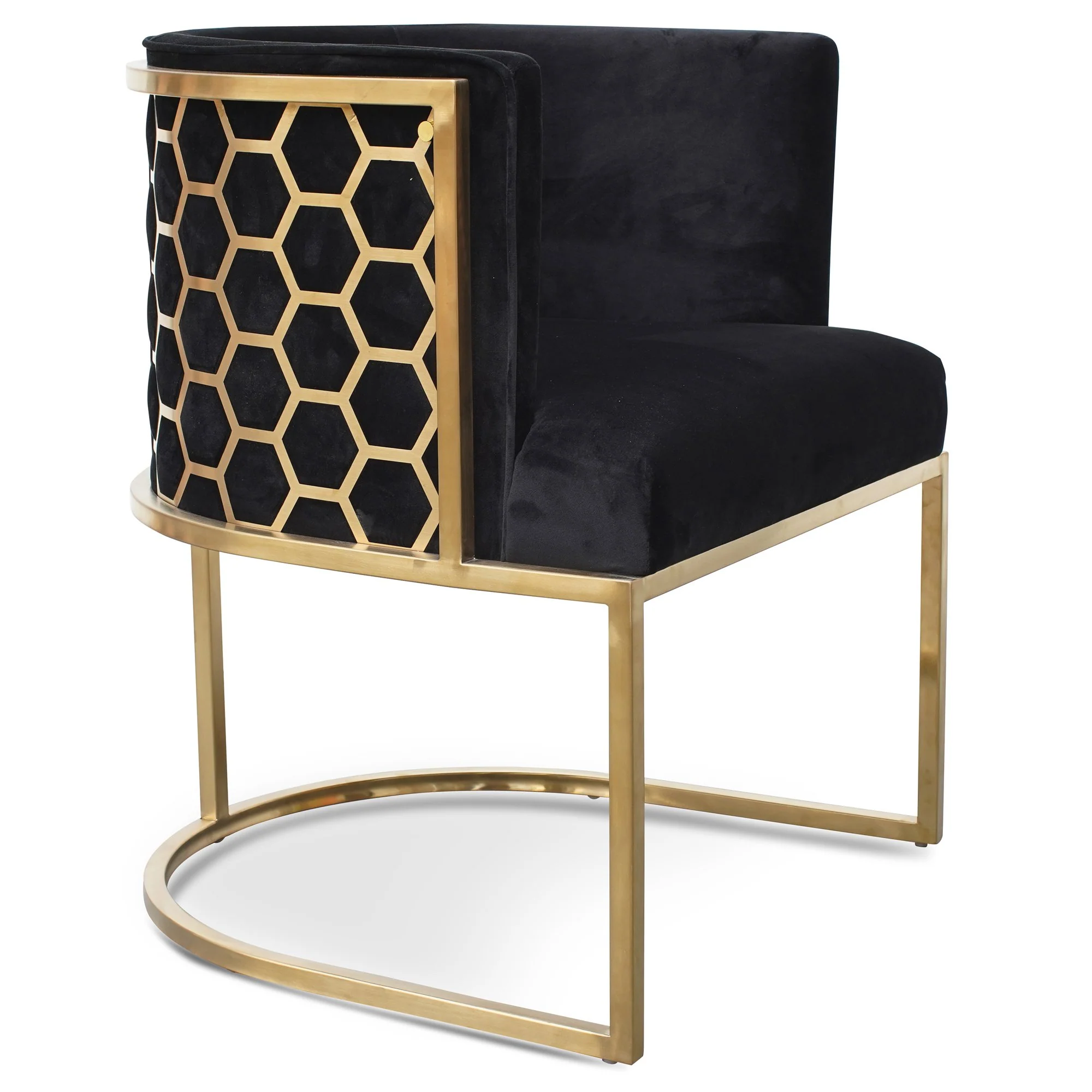 Carma Black Velvet Lounge Chair - Brushed Gold - Last One - Image 3