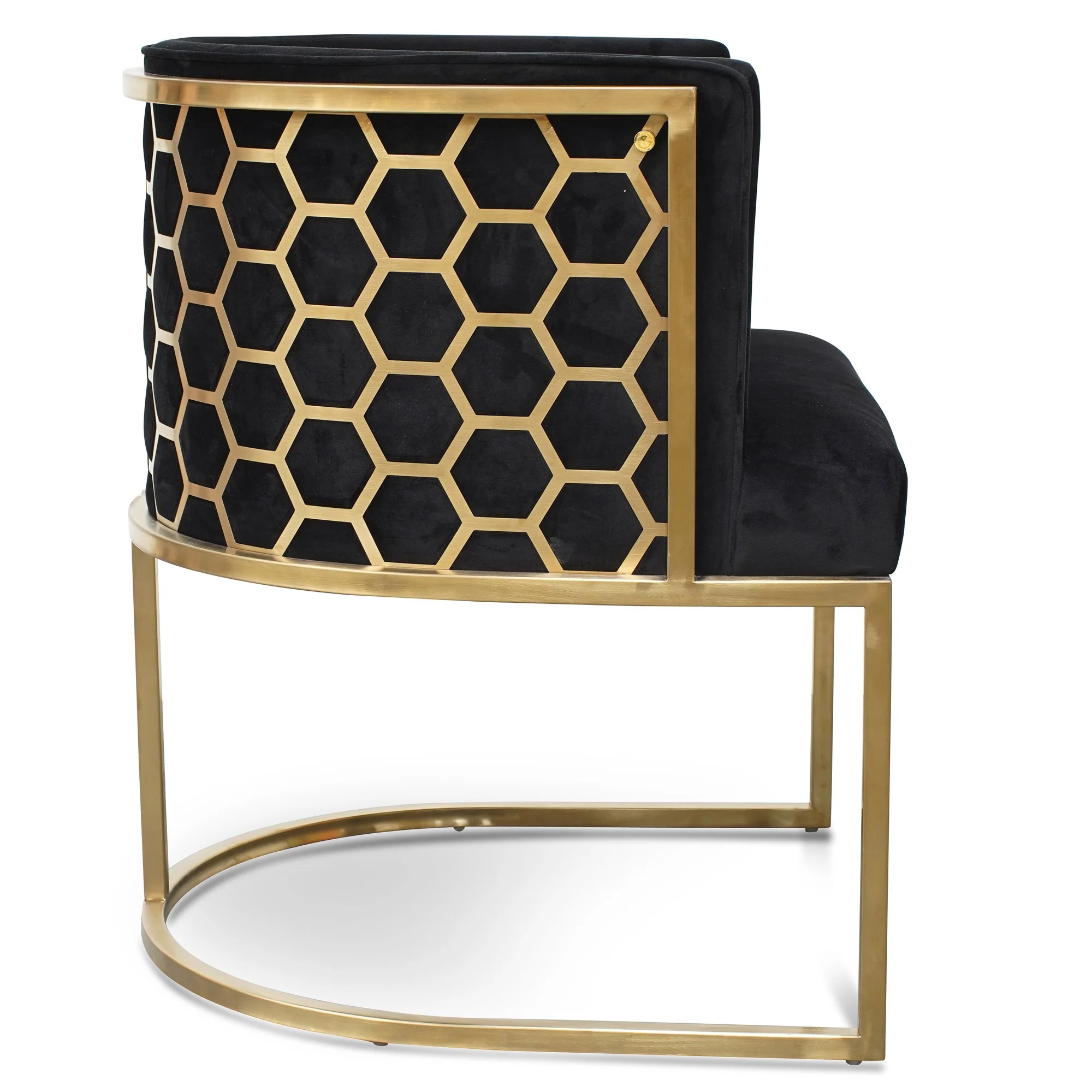 Carma Black Velvet Lounge Chair - Brushed Gold - Last One - Image 4