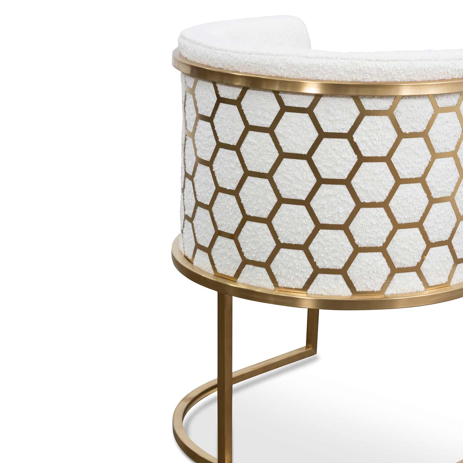 Carma Daisy White Boucle Lounge Chair - Brushed Gold - Last One - Image 14
