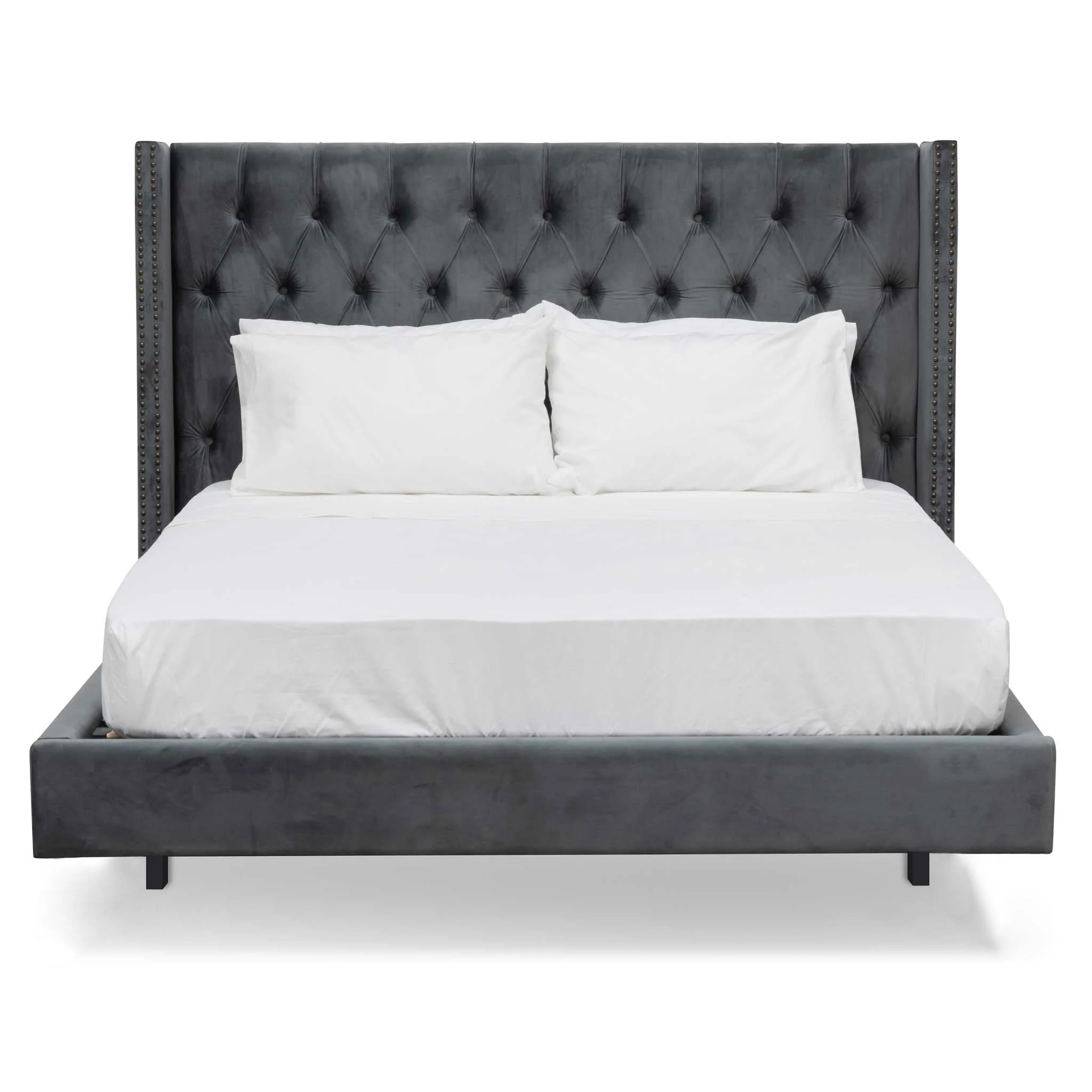 Carolina King Bed Frame - Charcoal Velvet - Image 2