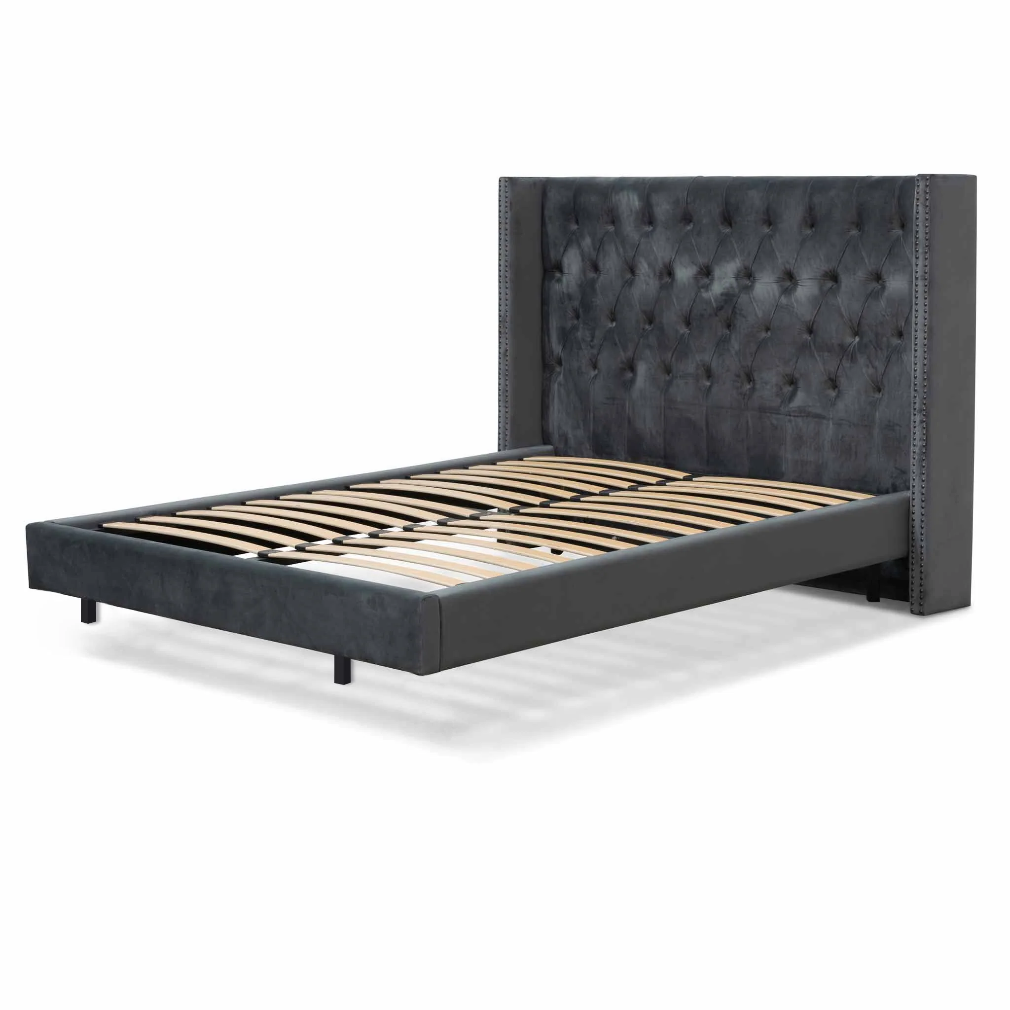 Carolina King Bed Frame - Charcoal Velvet - Image 3
