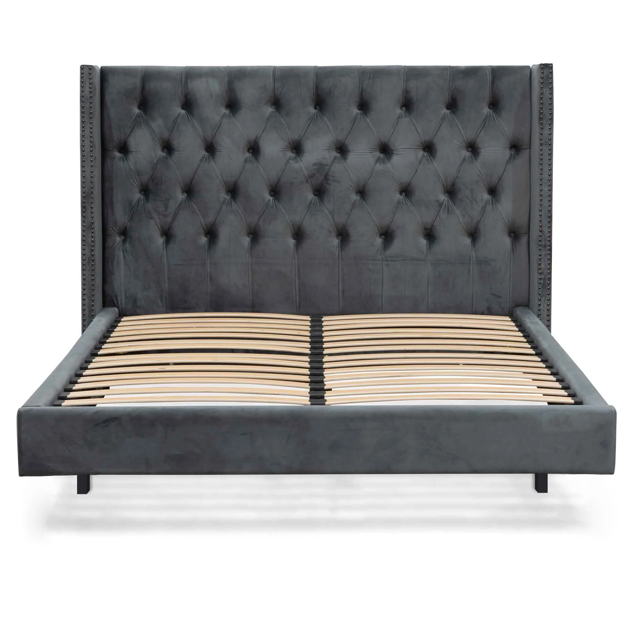 Carolina King Bed Frame - Charcoal Velvet - Image 4