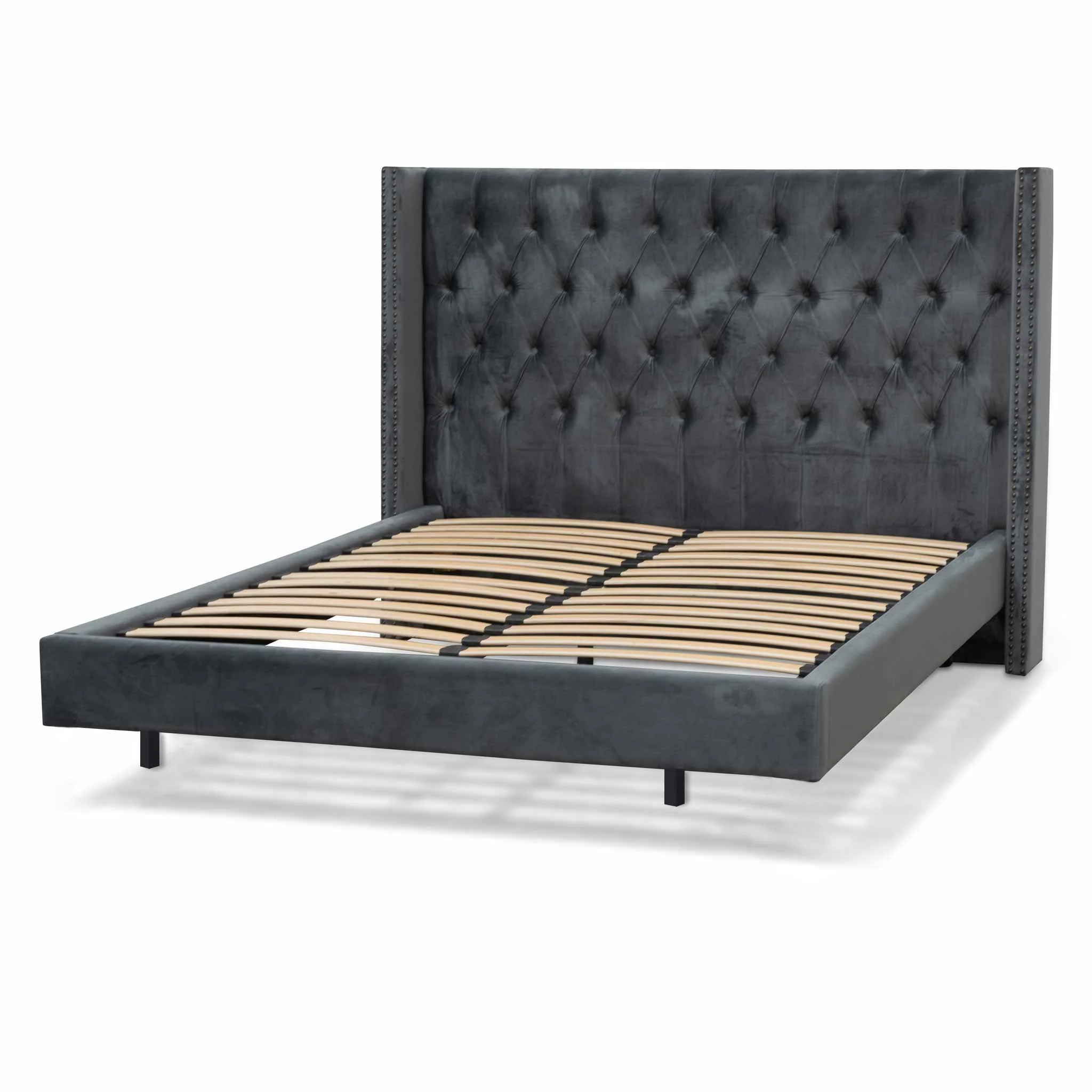 Carolina King Bed Frame - Charcoal Velvet - Image 5