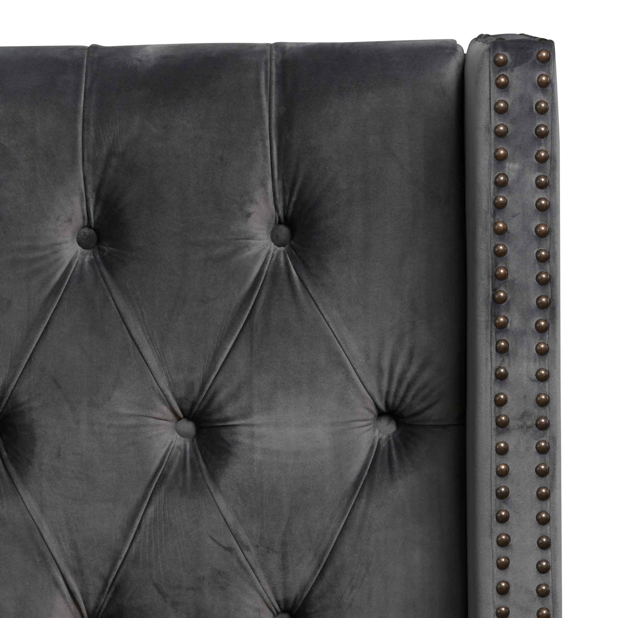 Carolina King Bed Frame - Charcoal Velvet - Image 7