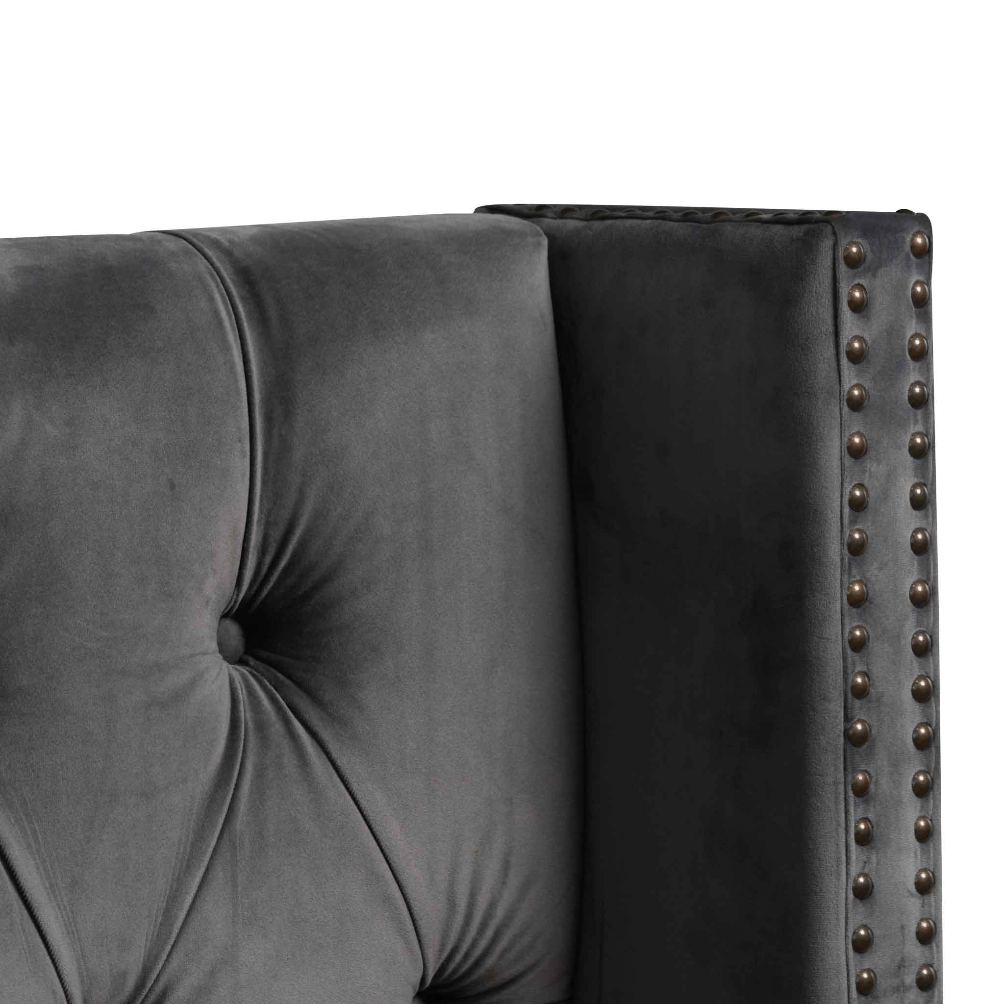 Carolina King Bed Frame - Charcoal Velvet - Image 9
