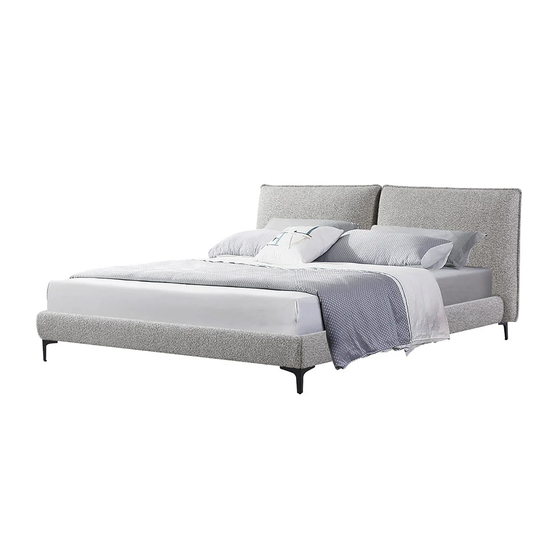 Celeste Fabric Queen Bed Frame - Olive Brown Boucle