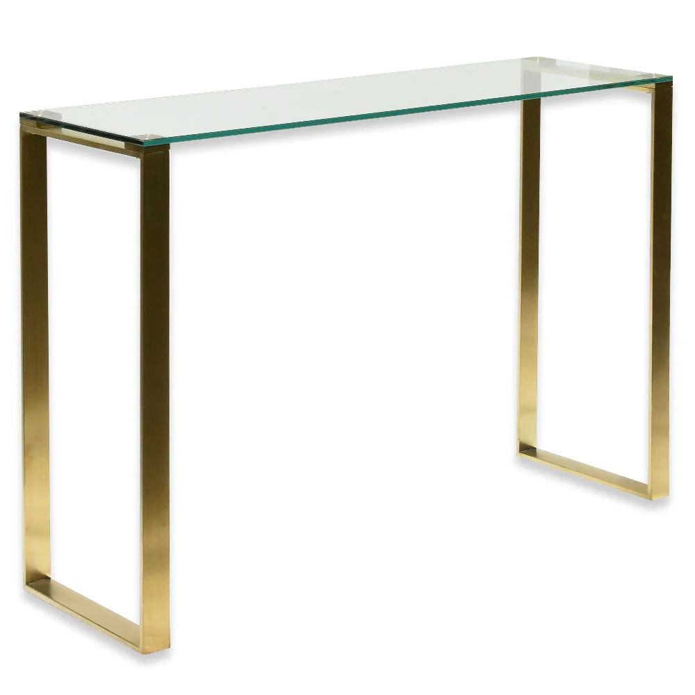 Freder Glass Console Table - Brushed Gold Base - Last One - Image 5