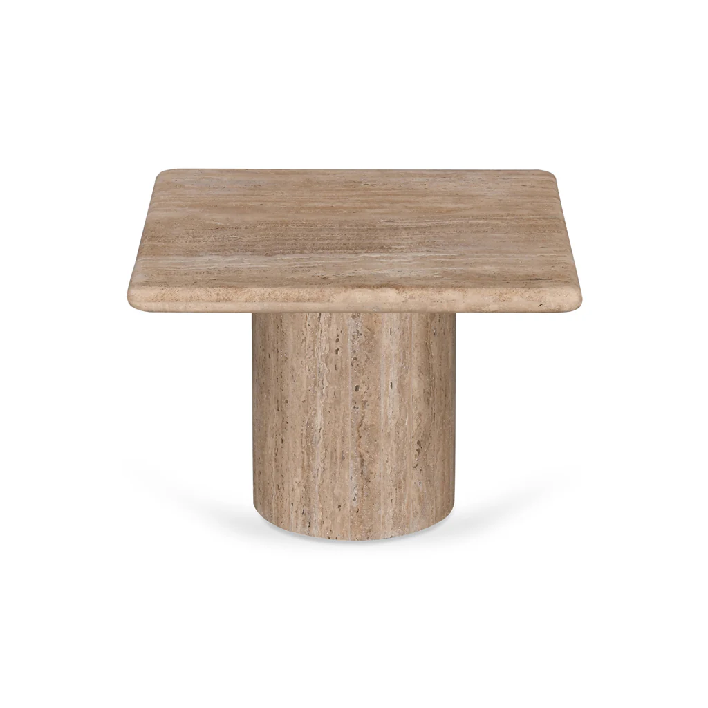 Costin 50cm Travertine Top Side Table - Natural - Image 5