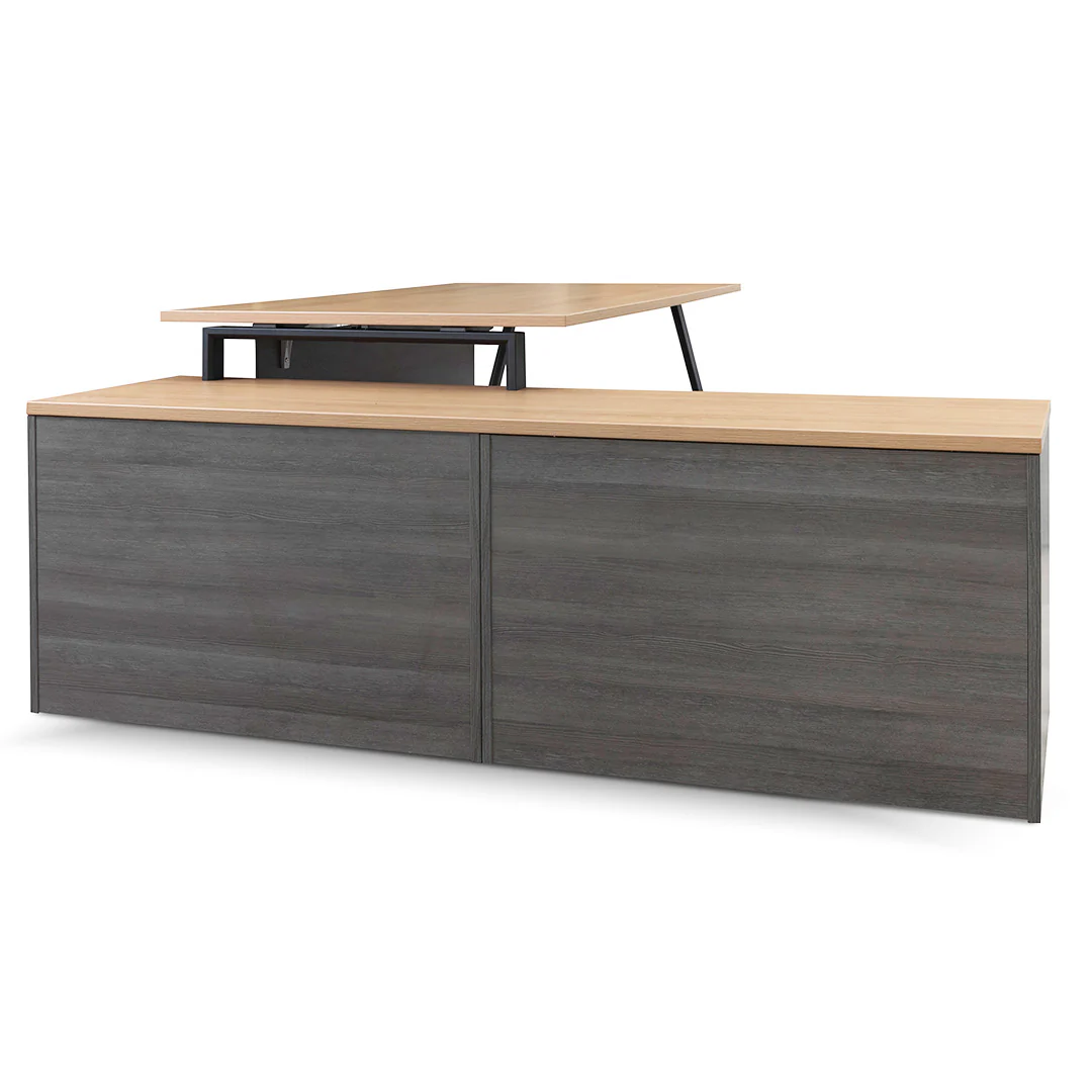 Cuevas 2.2m Left Return Office Desk - Black with Natural Top - Image 9