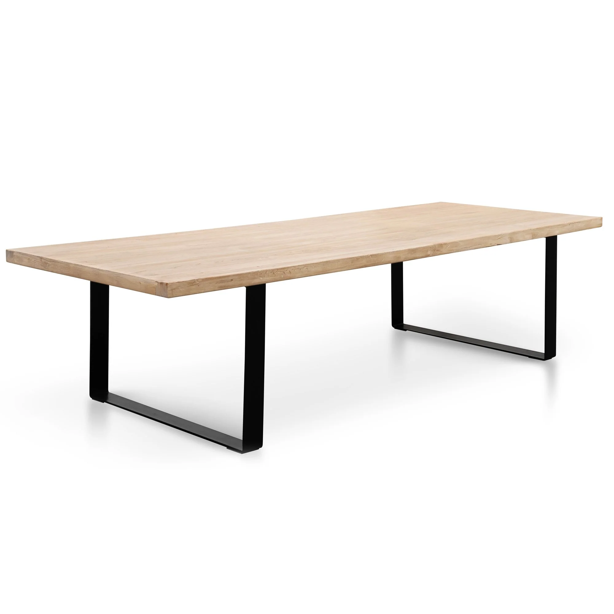 Dalton Reclaimed Elm Wood Dining Table 3m - Rustic Natural - Thick Top - Image 3