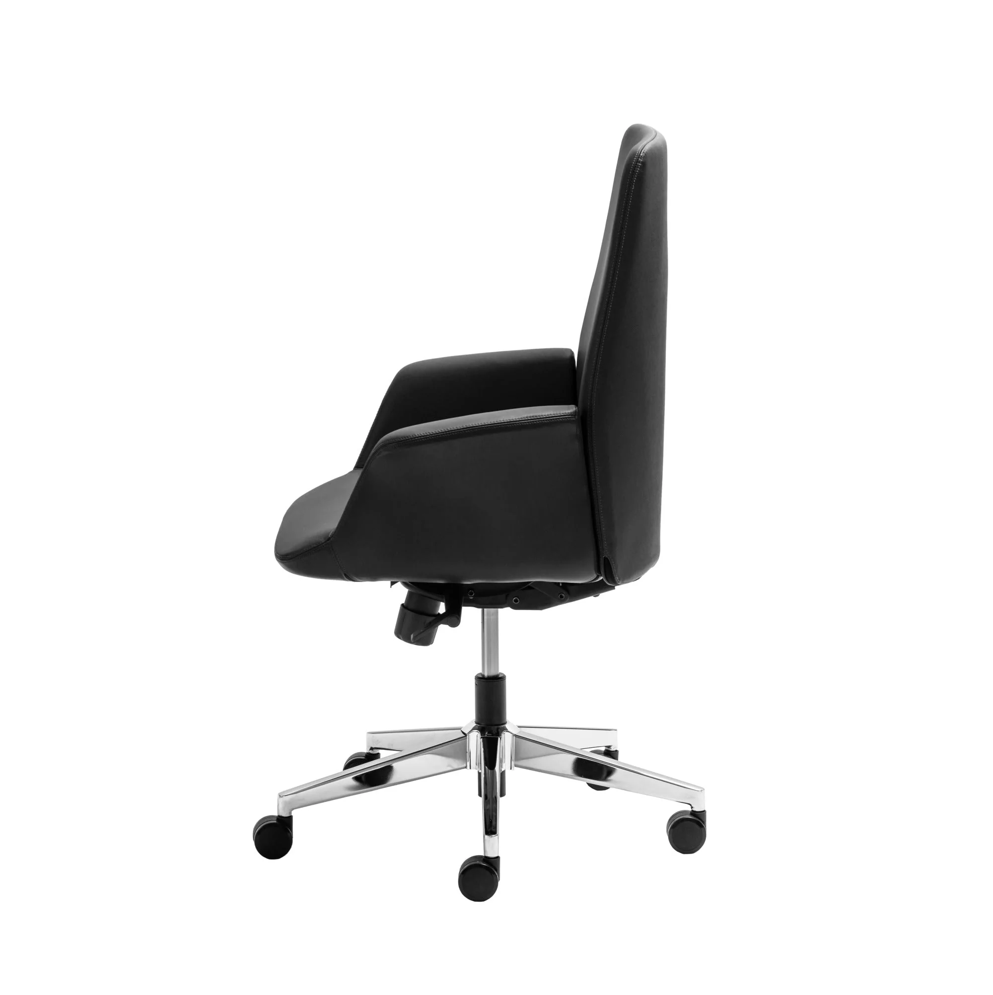 Daroc Medium Back Leather Office Chair - Black - Image 4