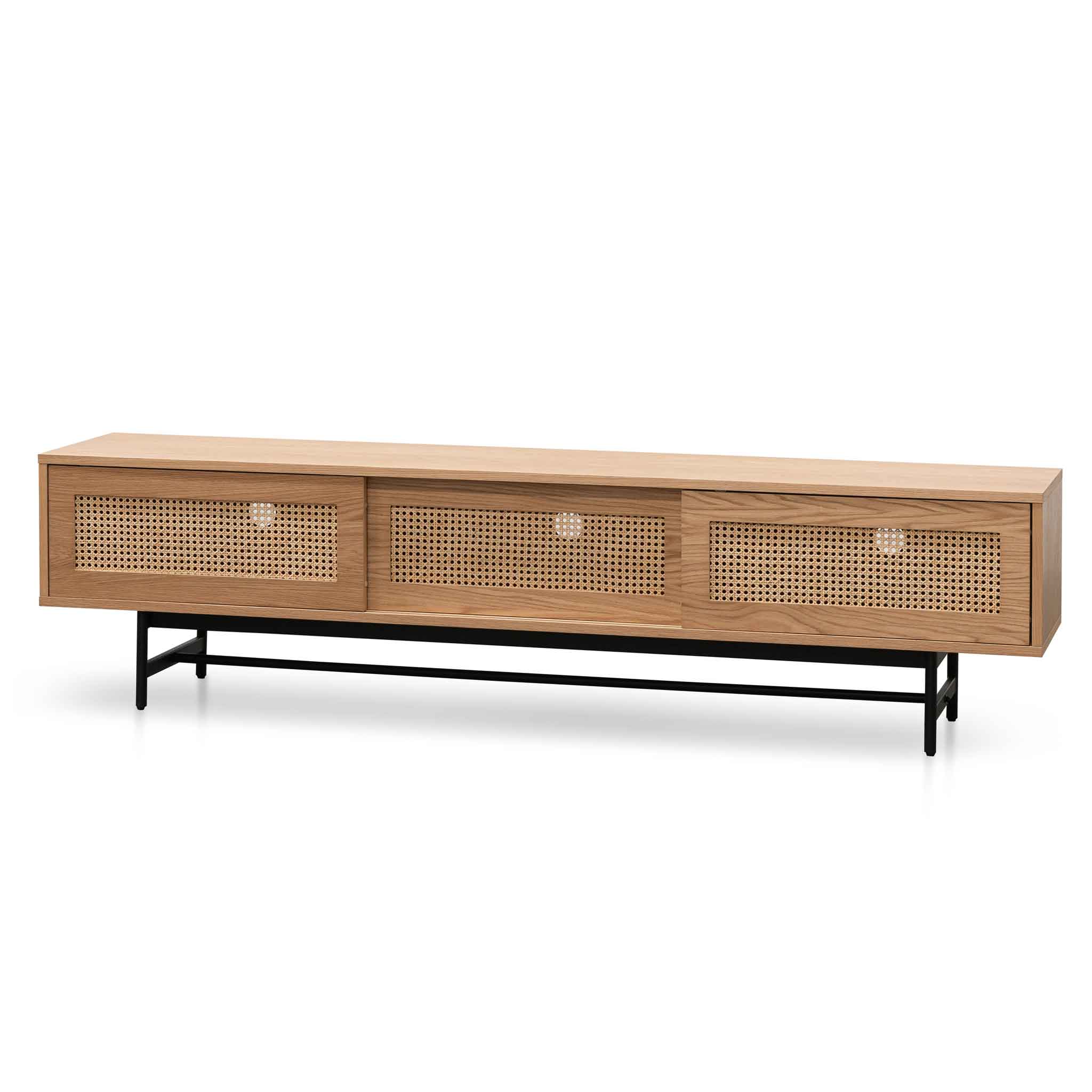 Debora 2m Natural Oak TV Entertainment Unit - Rattan Doors
