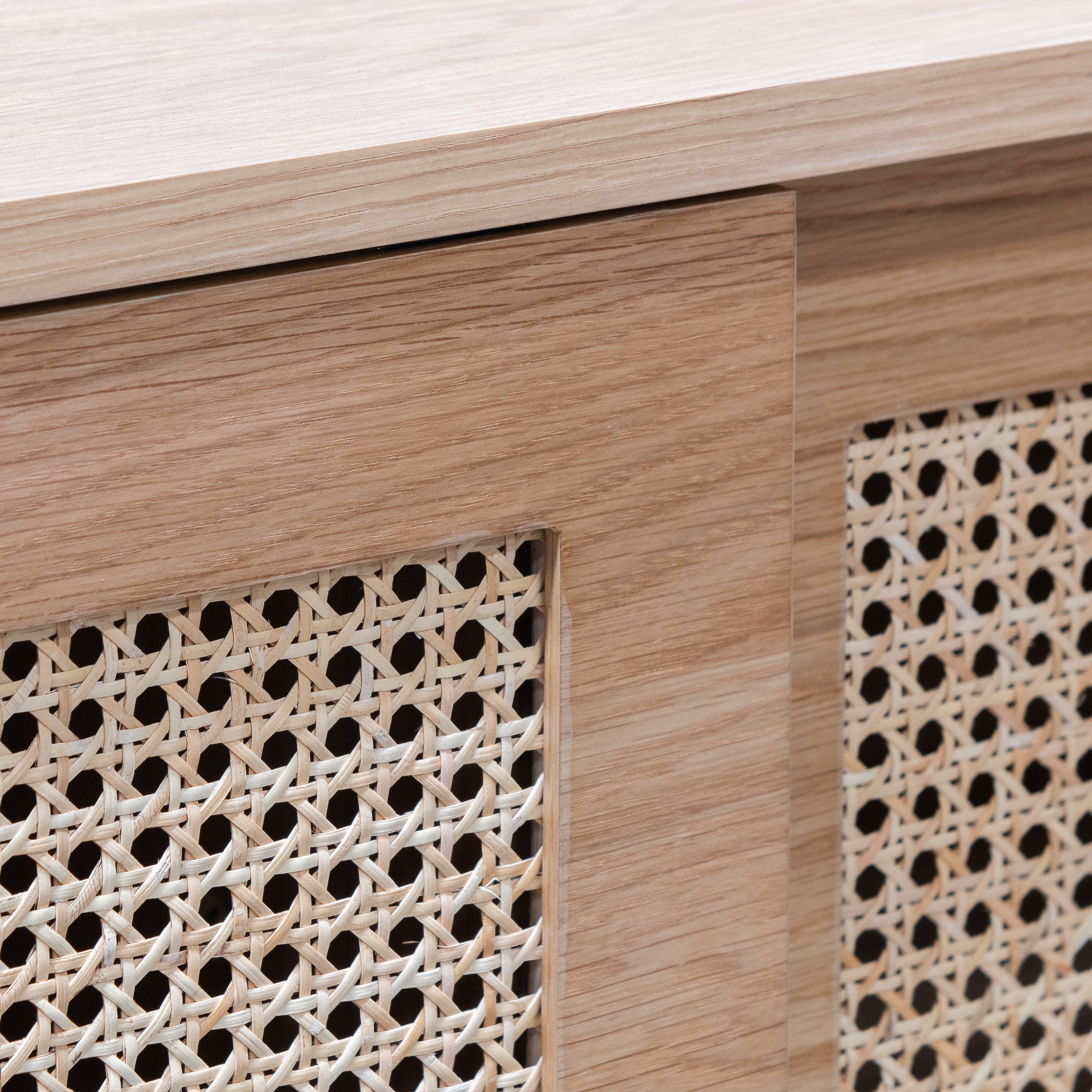 Debora 2m Natural Oak TV Entertainment Unit - Rattan Doors - Image 10