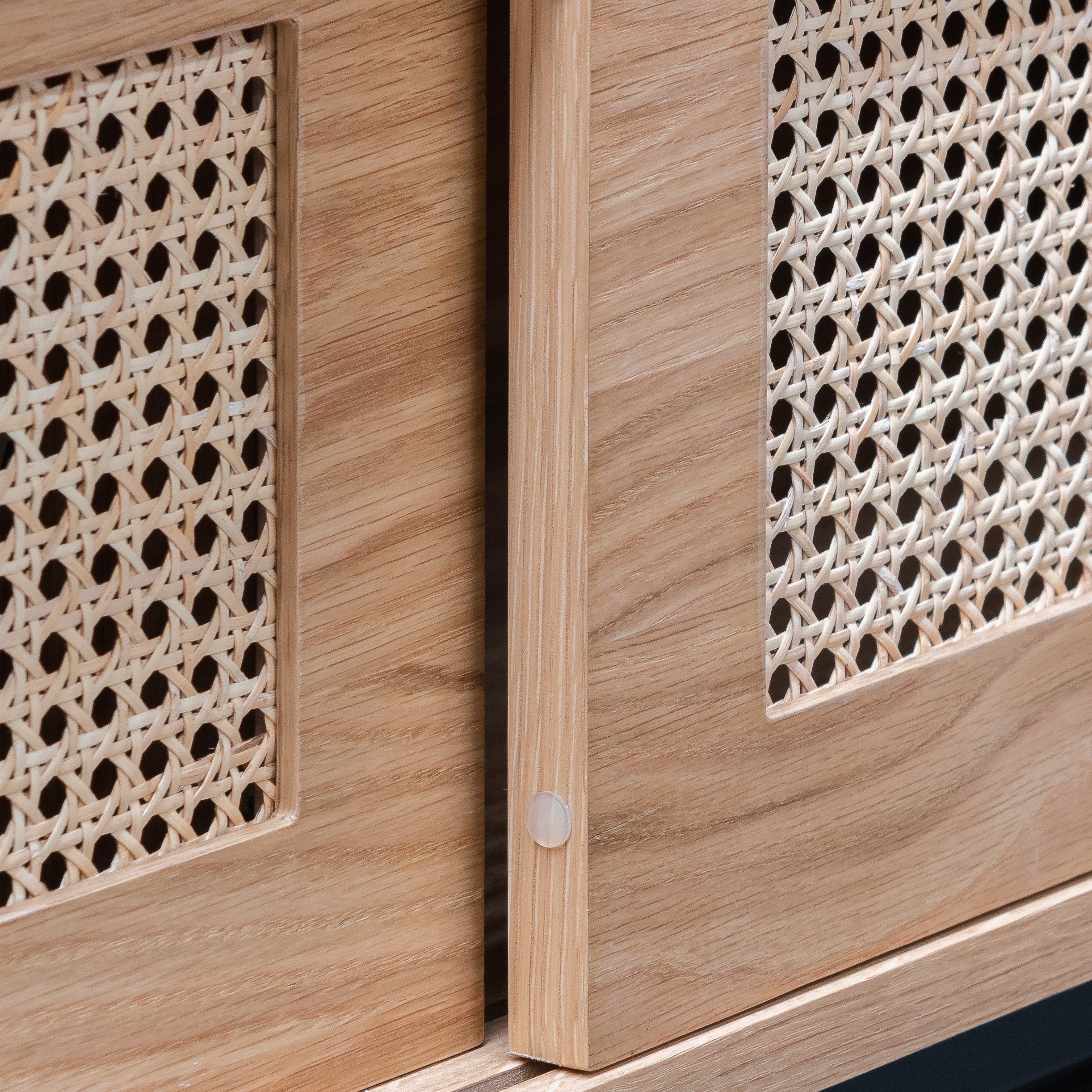 Debora 2m Natural Oak TV Entertainment Unit - Rattan Doors - Image 11