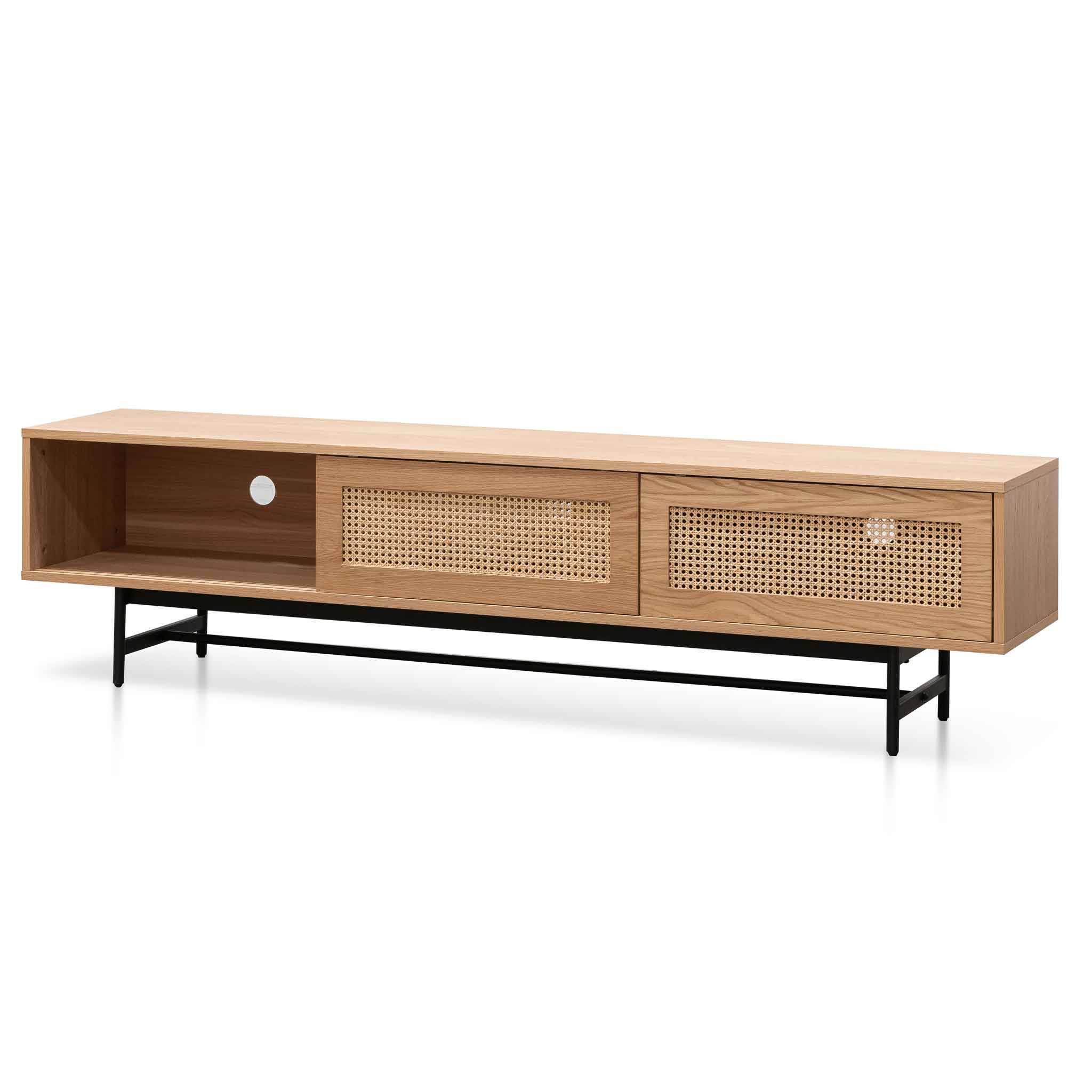 Debora 2m Natural Oak TV Entertainment Unit - Rattan Doors - Image 3