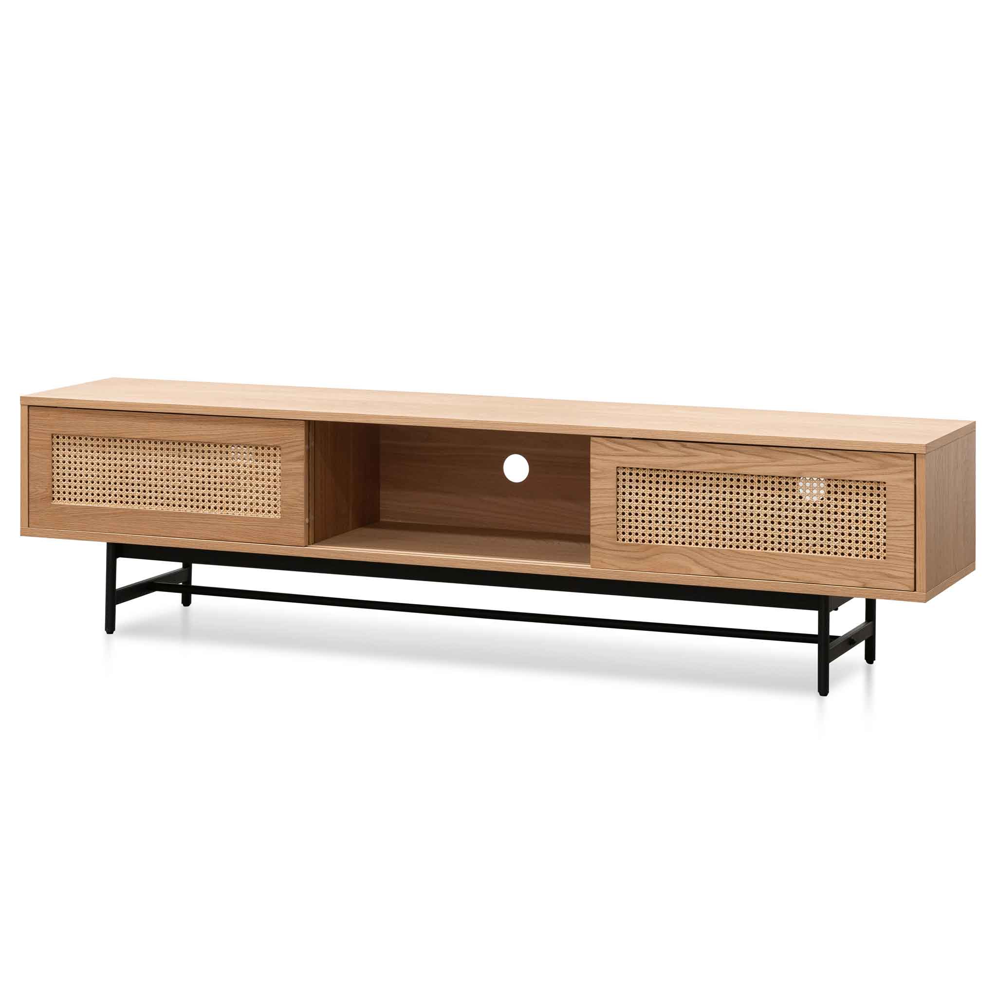 Debora 2m Natural Oak TV Entertainment Unit - Rattan Doors - Image 4