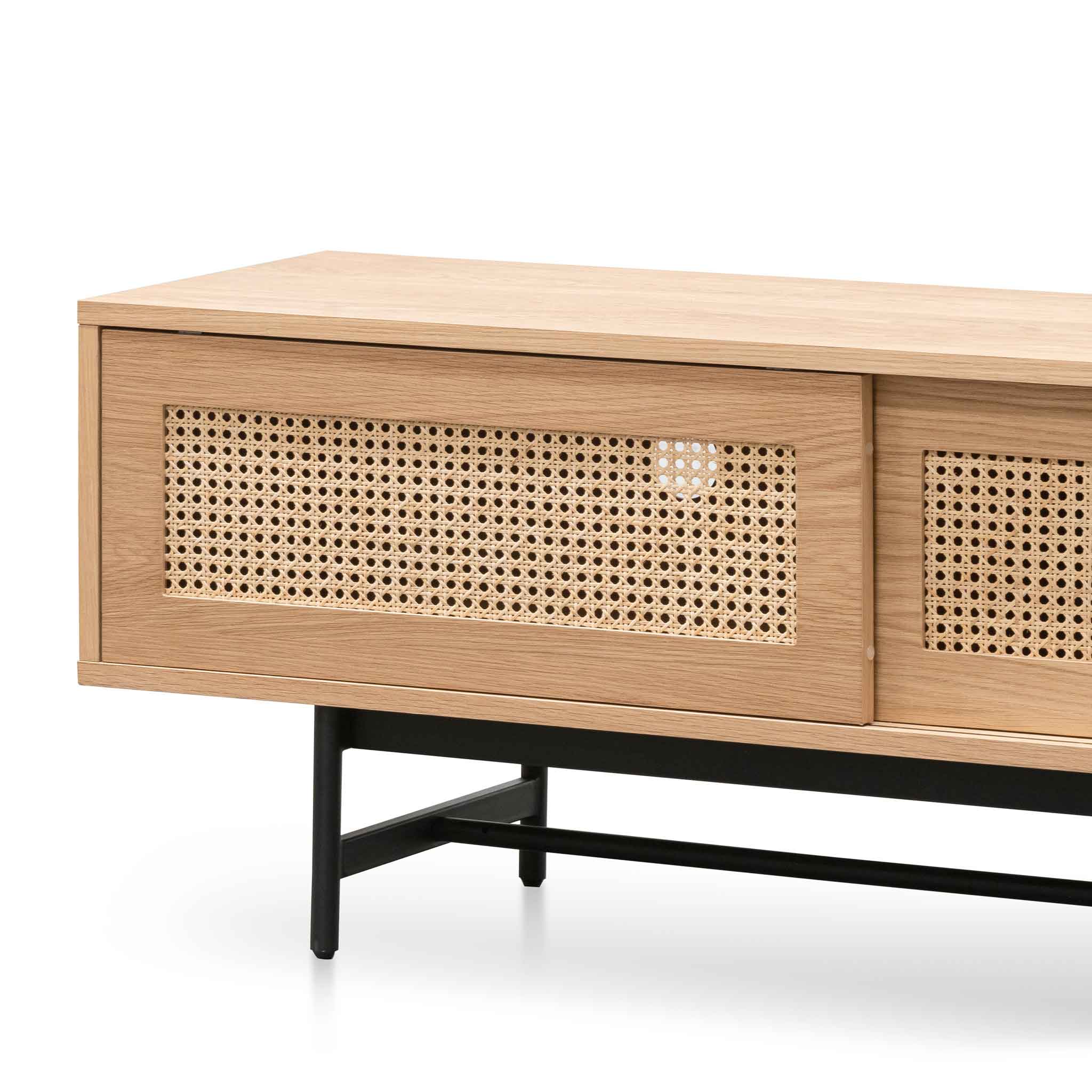 Debora 2m Natural Oak TV Entertainment Unit - Rattan Doors - Image 6