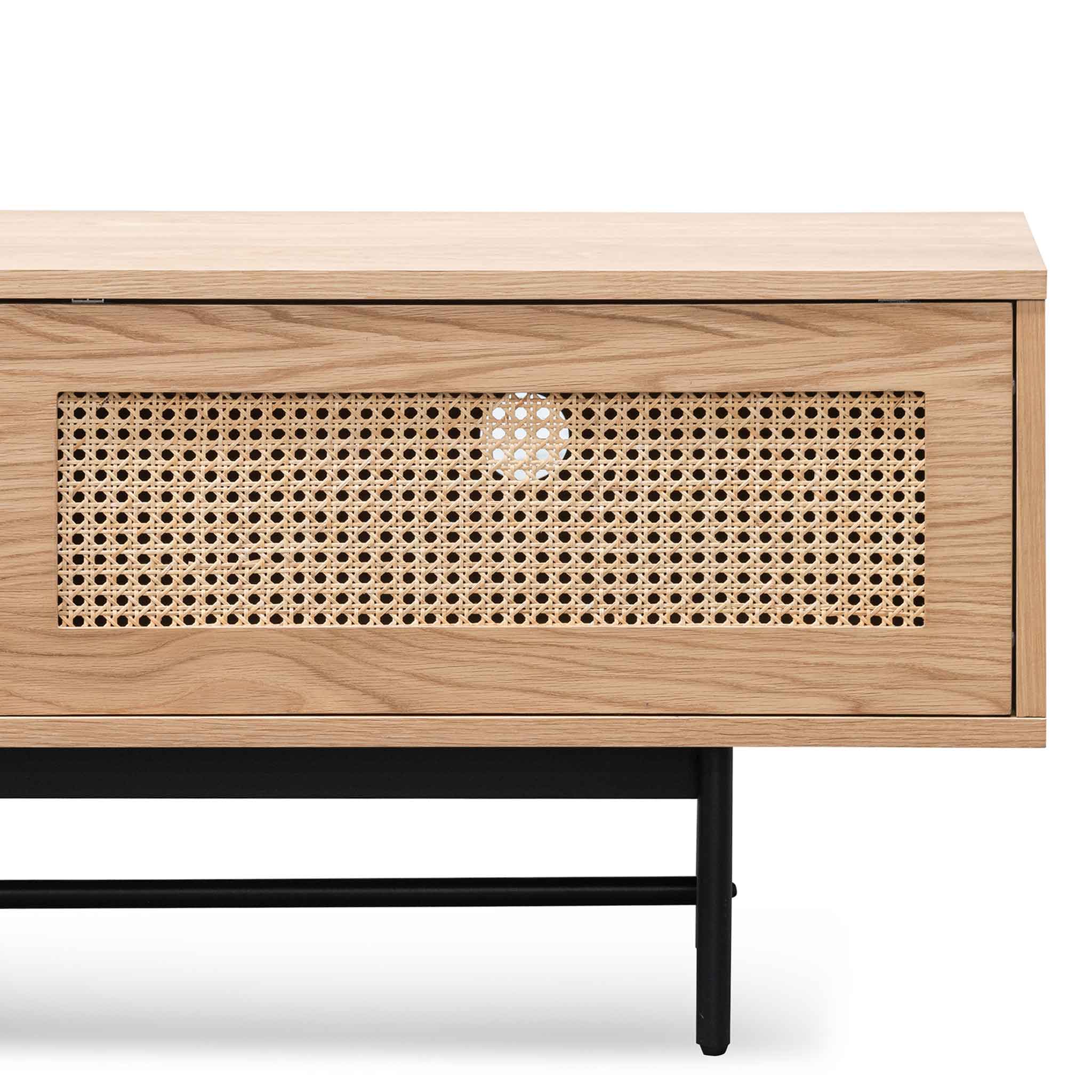 Debora 2m Natural Oak TV Entertainment Unit - Rattan Doors - Image 7