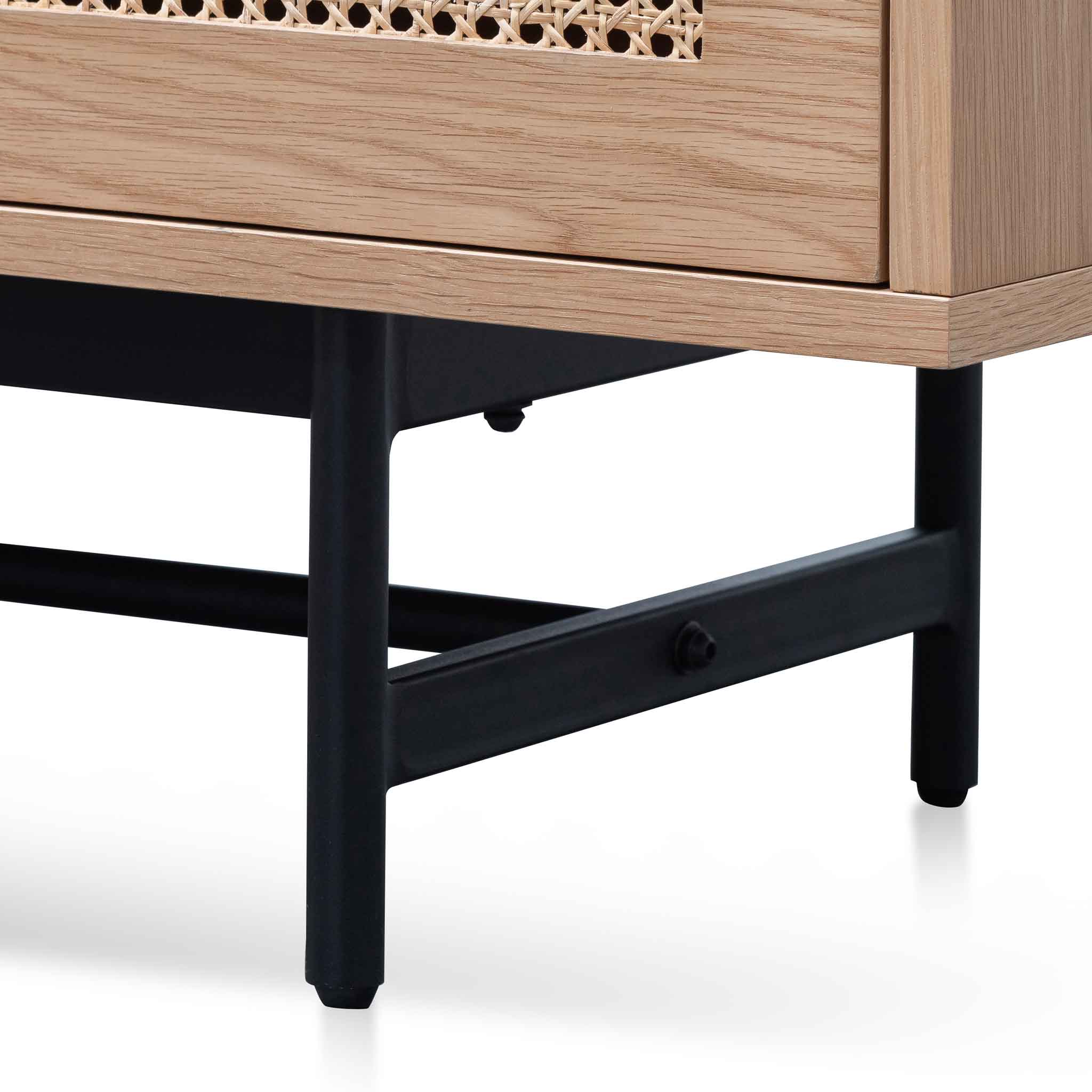 Debora 2m Natural Oak TV Entertainment Unit - Rattan Doors - Image 9